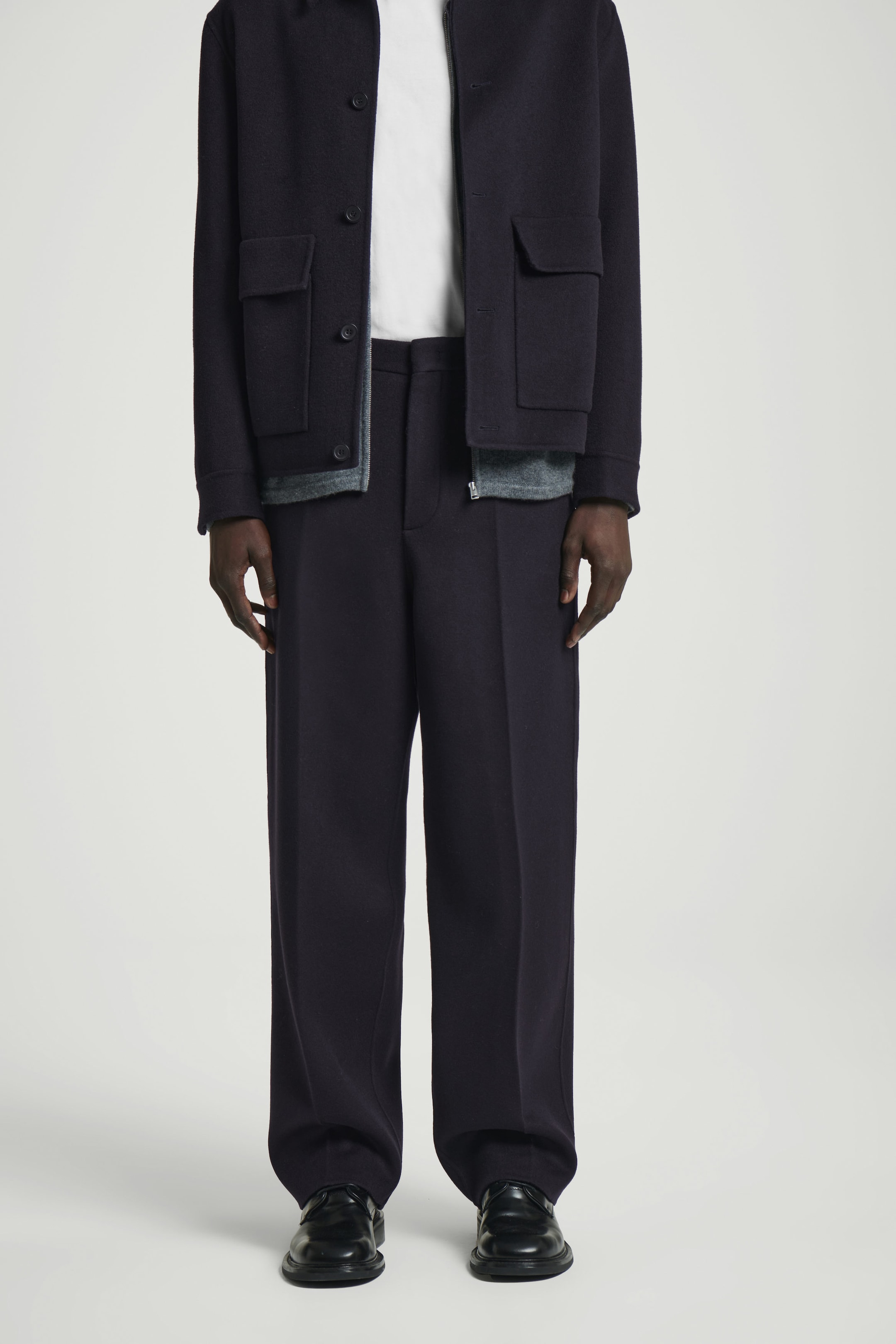 RELAXED DOUBLE-FACED WOOL TROUSERS