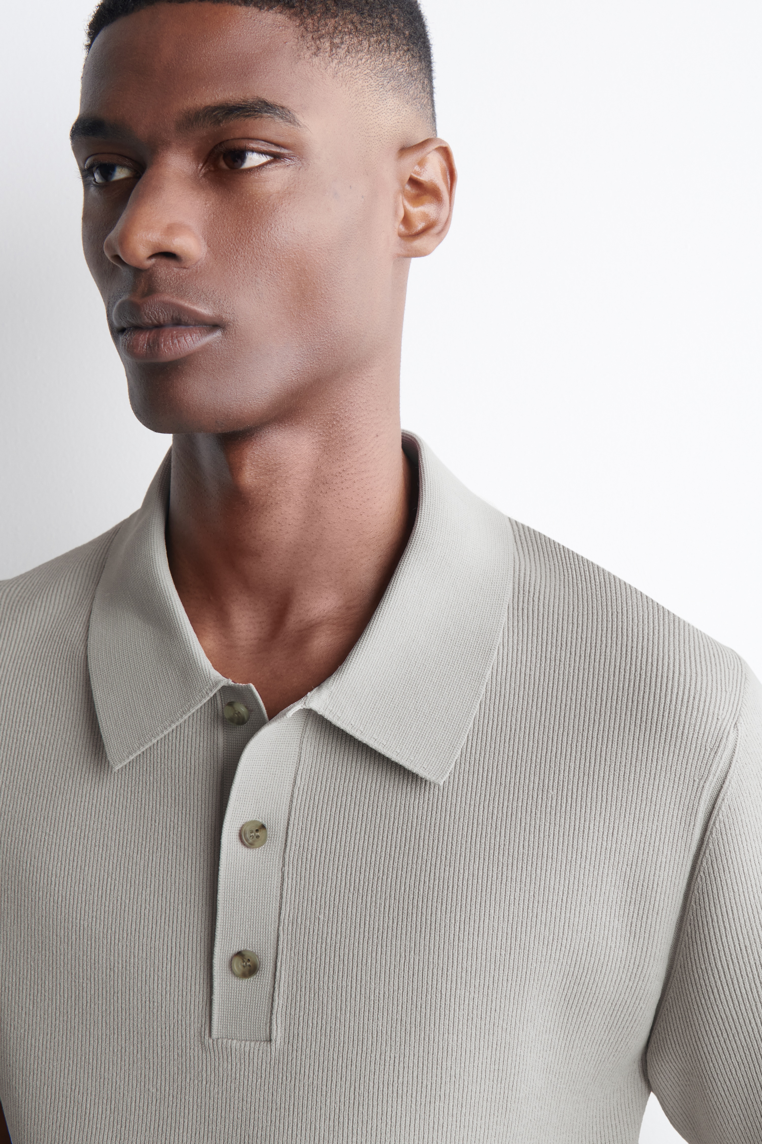 SLIM RIBBED BOUCLÉ-KNIT POLO SHIRT
