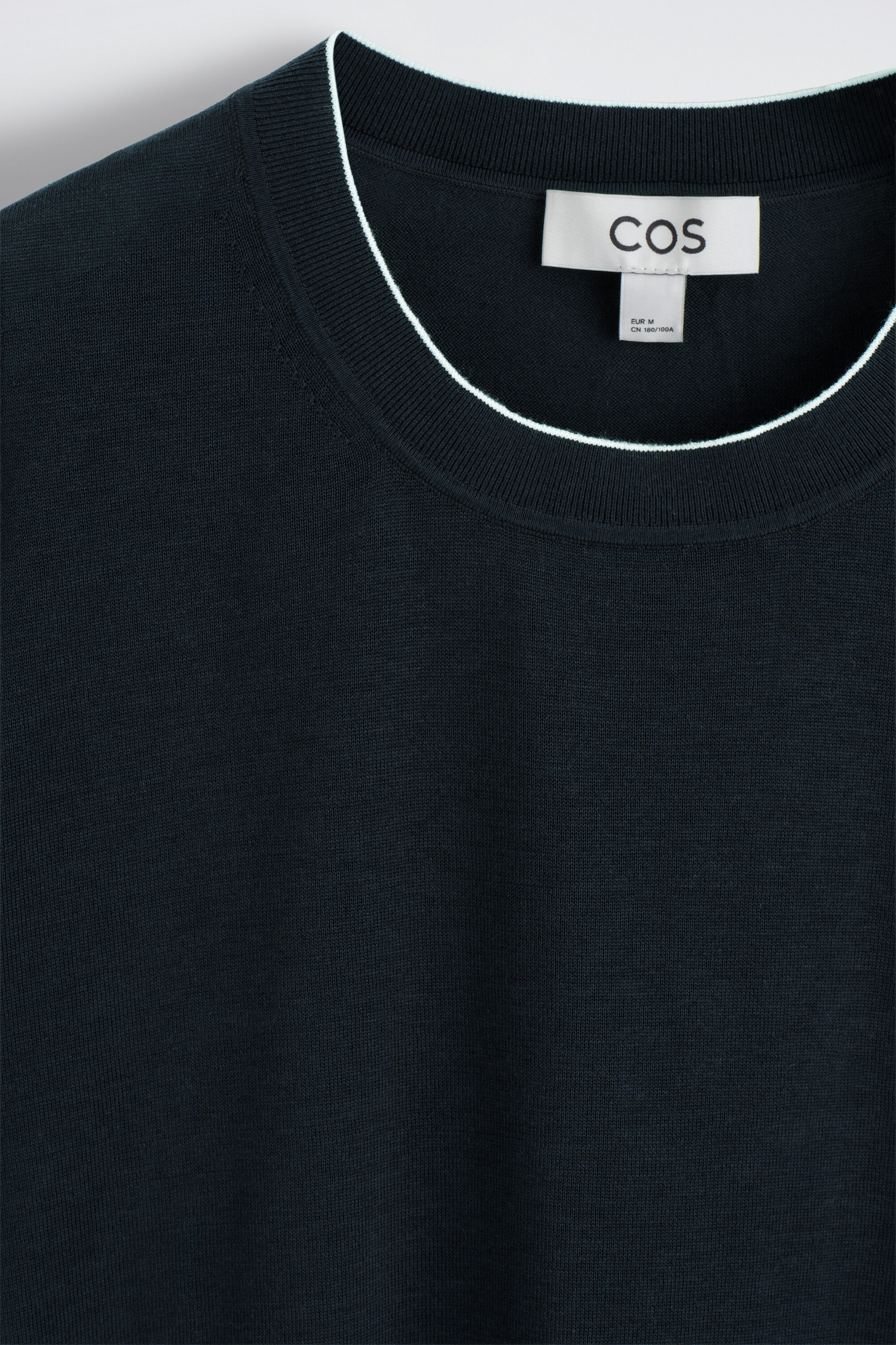 CONTRAST-TIPPED SILK-COTTON T-SHIRT - NAVY / WHITE | COS US