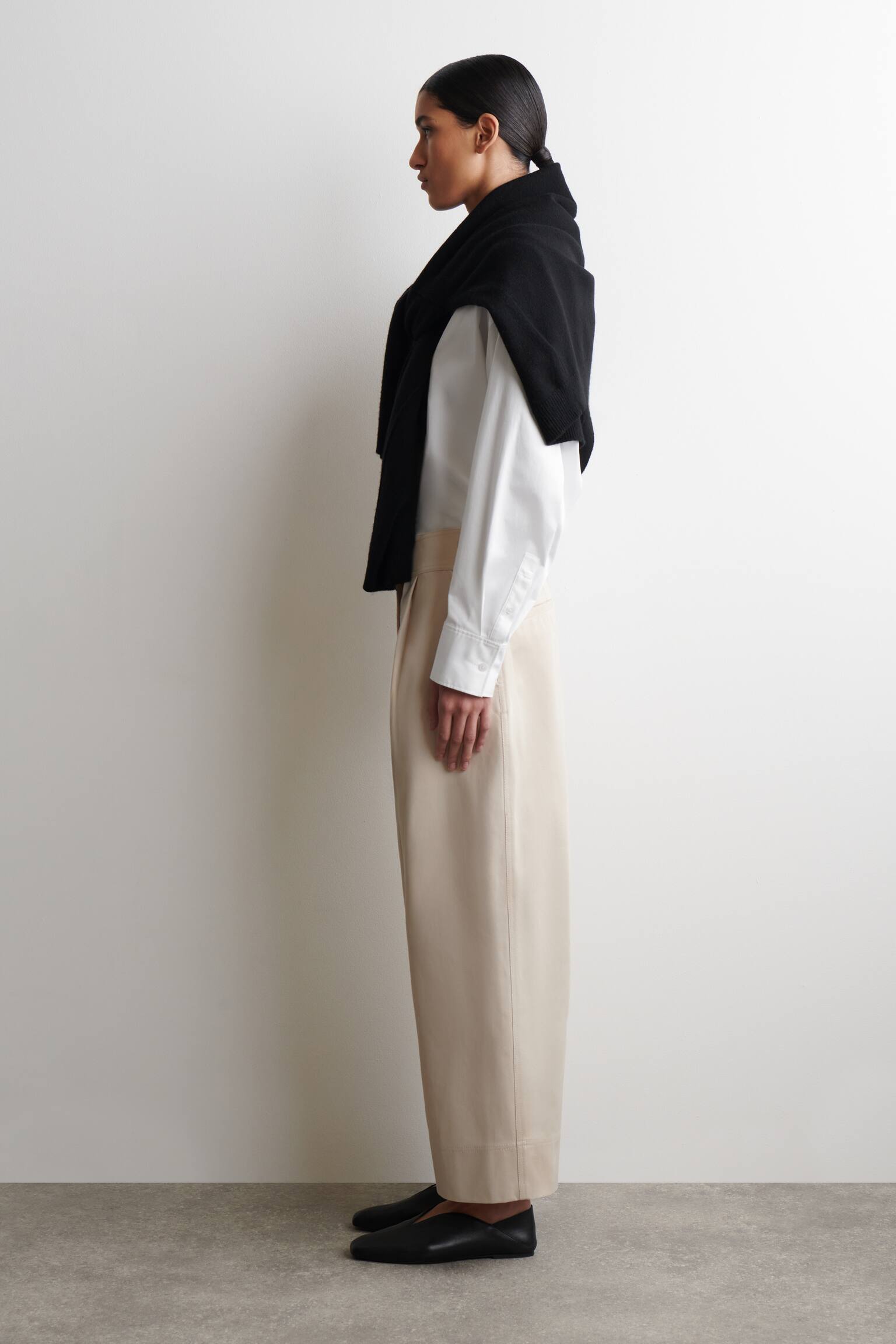 PANTALONI A PALLONCINO CROPPED IN COTONE - BEIGE CHIARO/MARRONE SCURO - 3