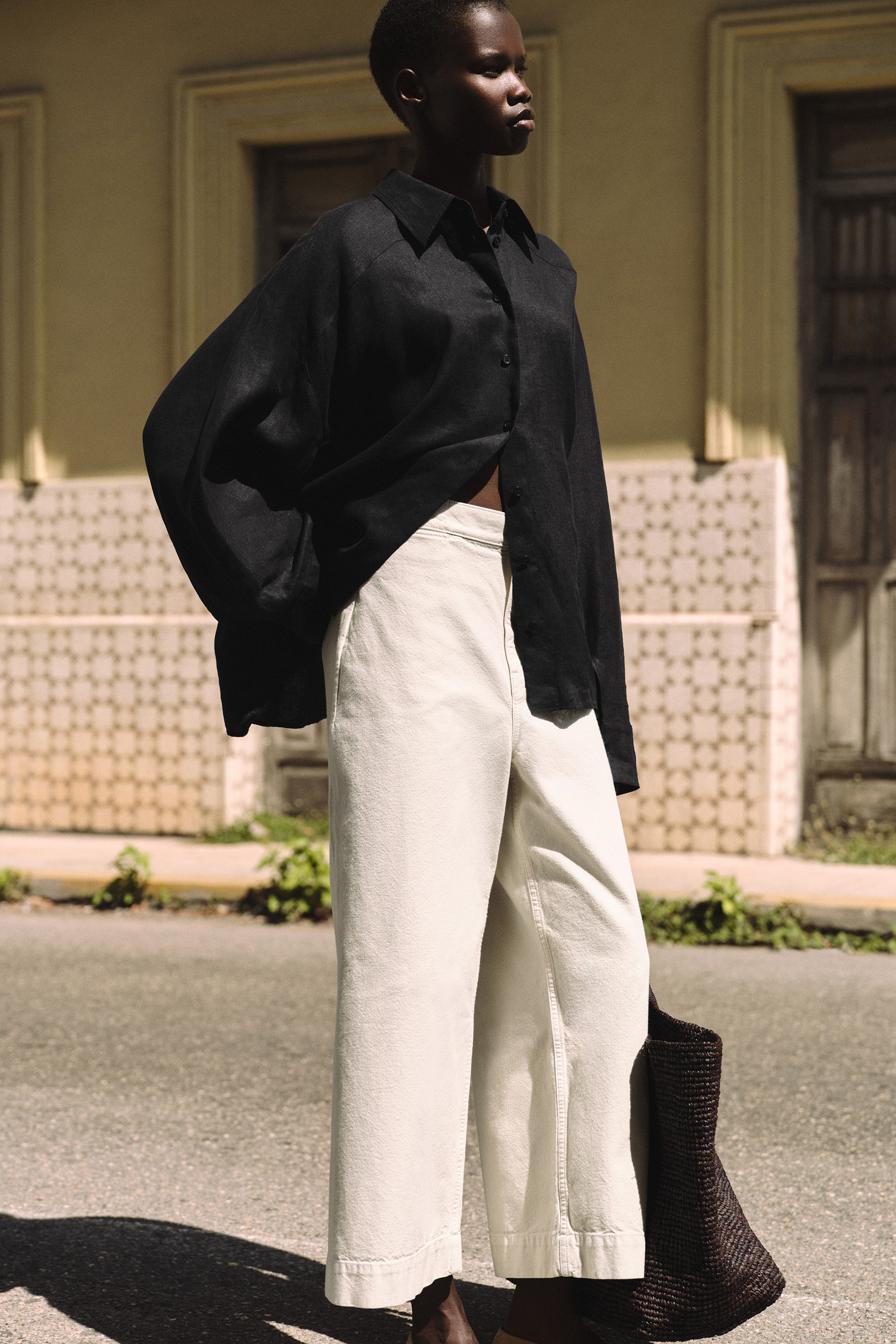 WIDE-LEG DENIM PANTS - ECRU | COS