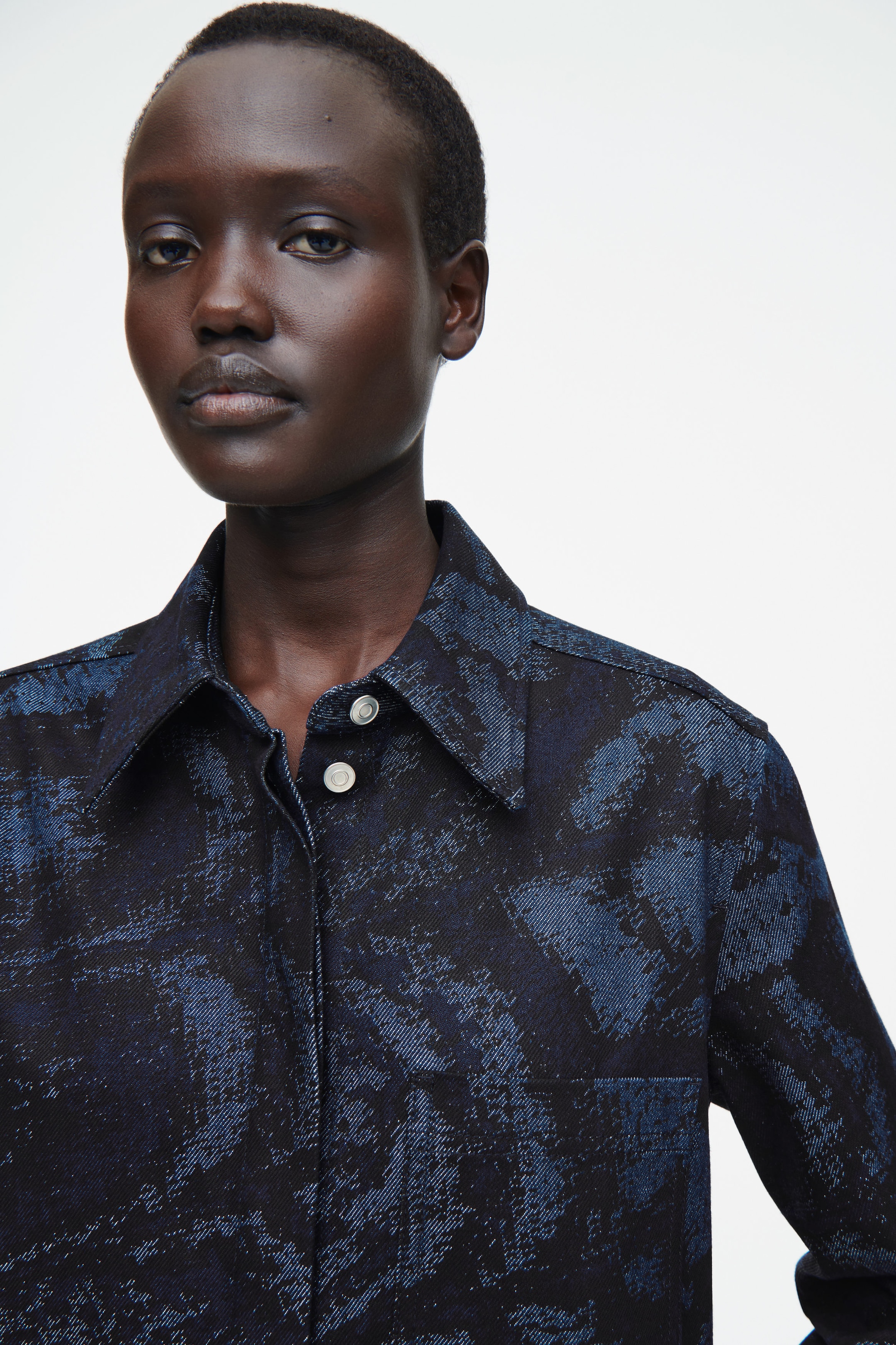 JACQUARD DENIM SHIRT DRESS