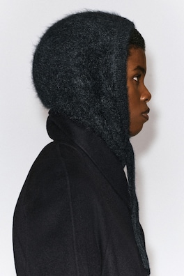 BRUSHED-CASHMERE HOOD — CHARCOAL 2
