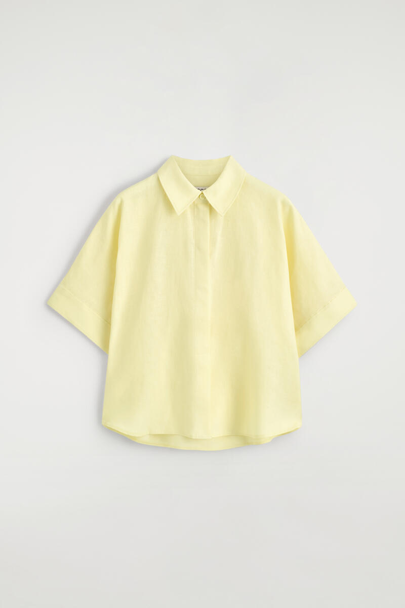 COS Oversized Short-Sleeved Linen Shirt In Yellow Women's Size 44