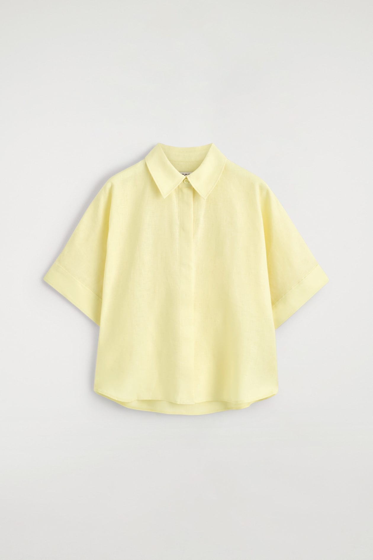 OVERSIZED SHORT-SLEEVED LINEN SHIRT — YELLOW