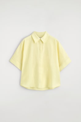 OVERSIZED SHORT-SLEEVED LINEN SHIRT — YELLOW 8