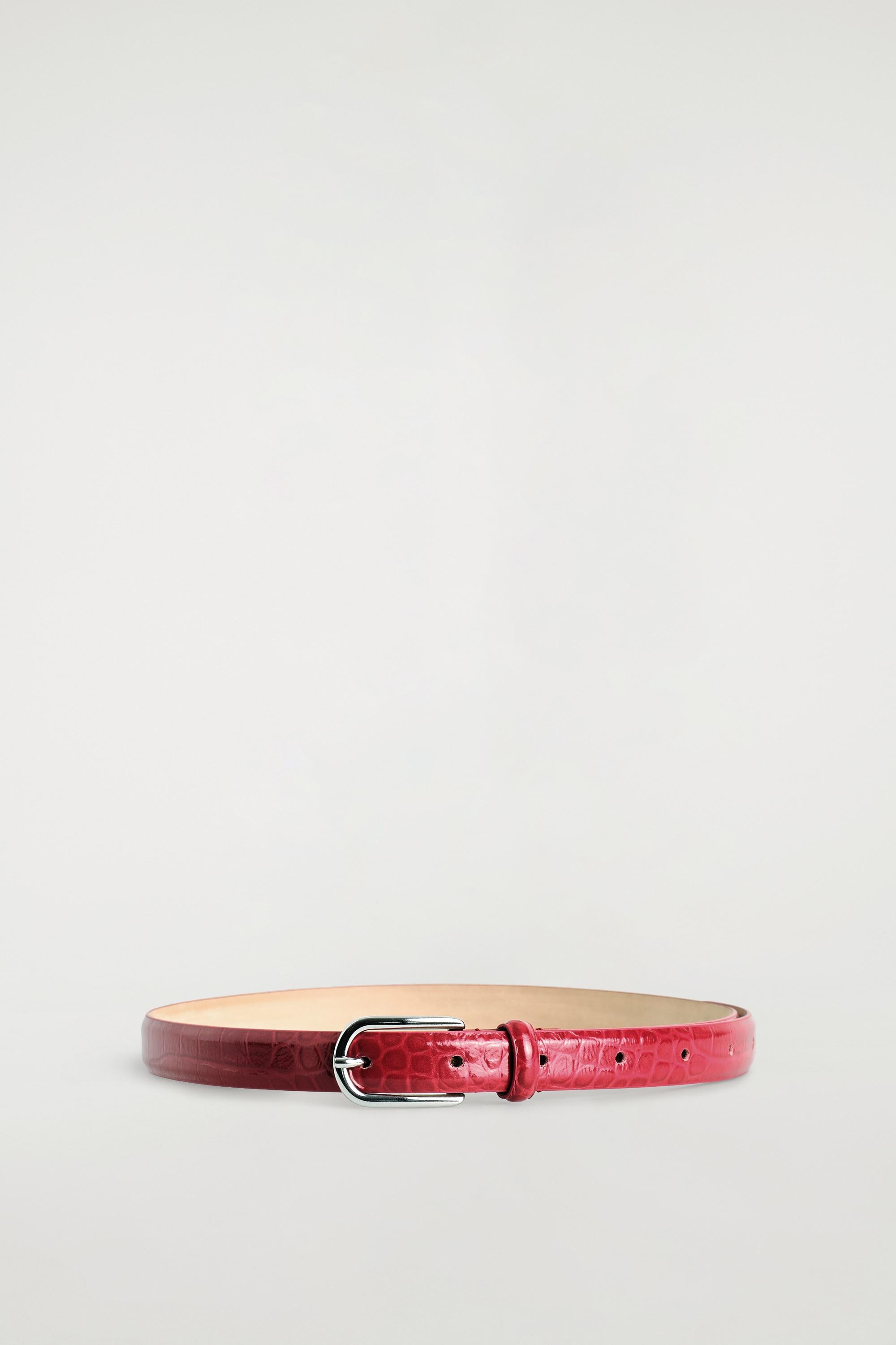 CEINTURE EN CUIR IMITATION CROCO - ROUGE / IMITATION CROCO