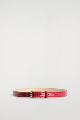 CROC-EFFECT LEATHER BELT — RED / CROC-EFFECT 4