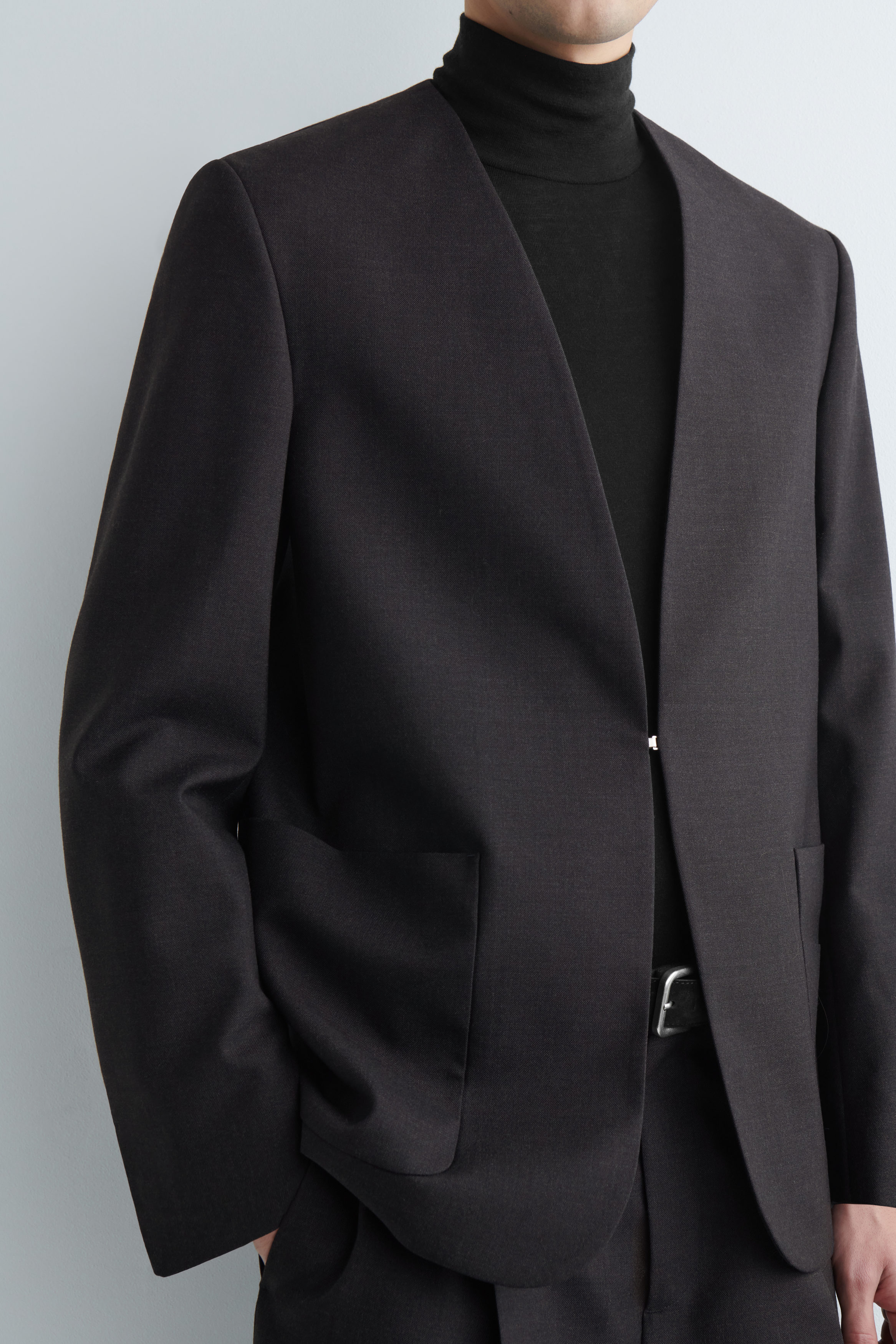 COLLARLESS WOOL BLAZER - CHARCOAL | COS