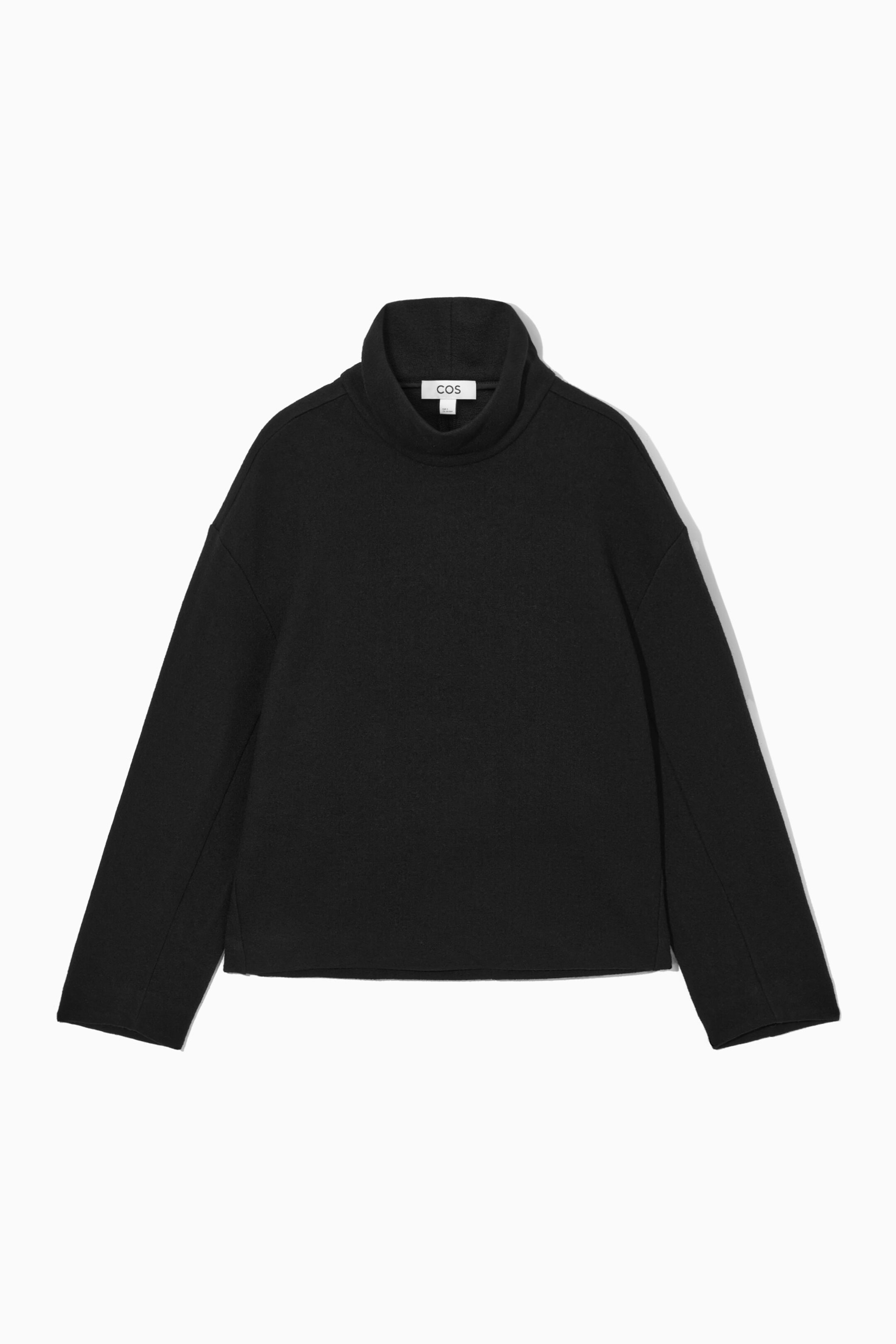 FUNNEL-NECK BOILED WOOL TOP