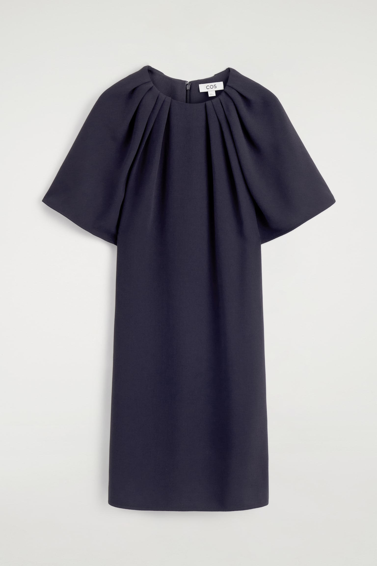 Vestido mini com mangas curtas e franzidos - AZUL-MARINHO/LARANJA - 1