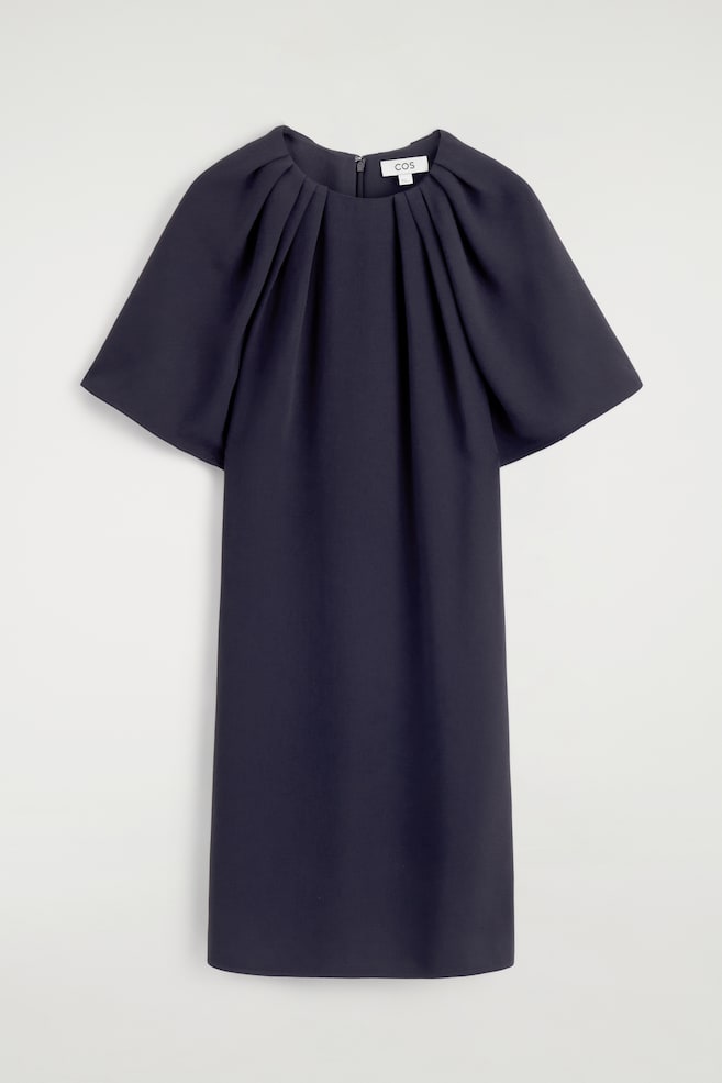 KURZÄRMLIGES MINIKLEID MIT RAFFUNGEN - NAVYBLAU/ORANGE - 1