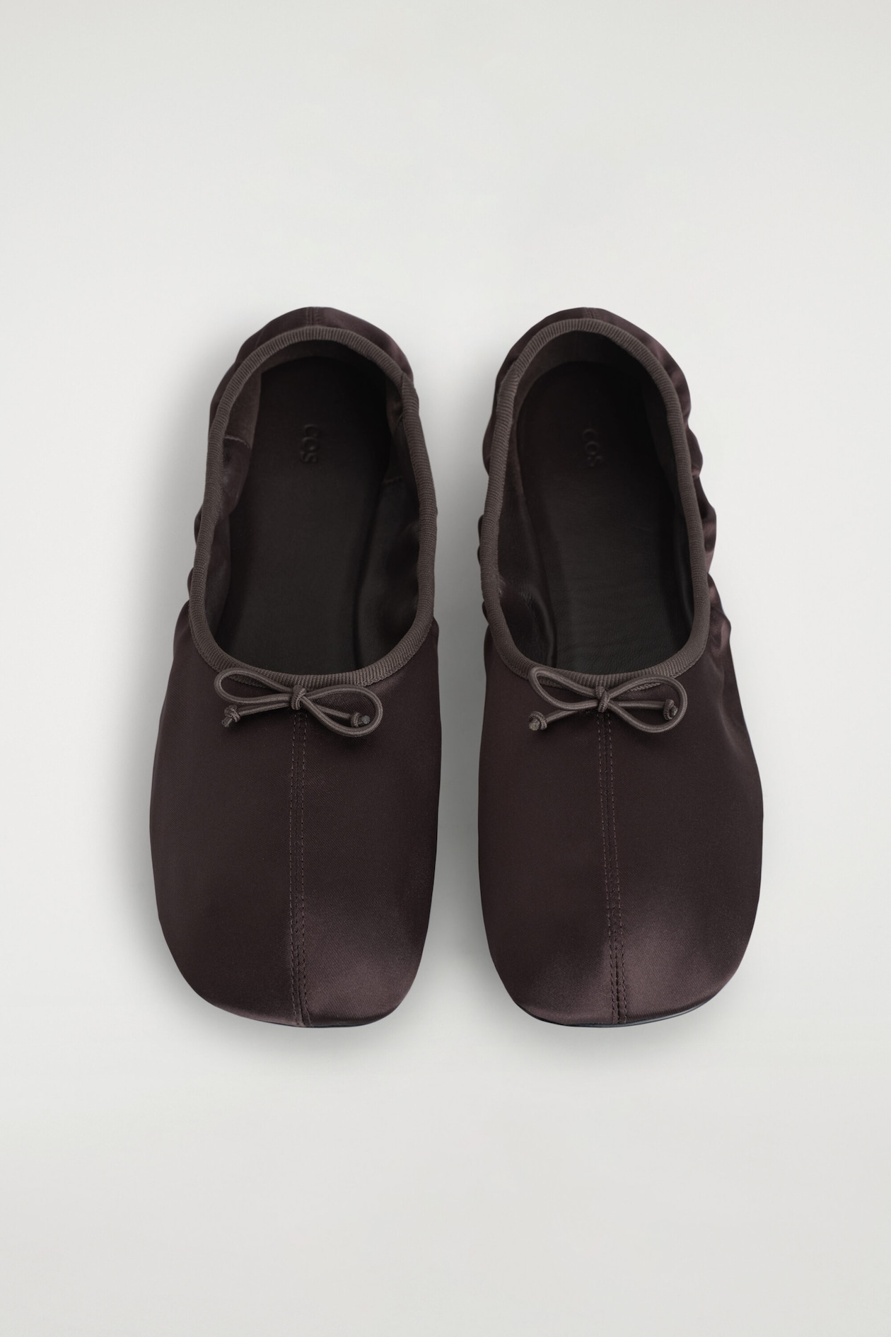 SATIN BALLET FLATS — CHOCOLATE