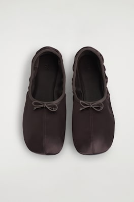 SATIN BALLET FLATS — CHOCOLATE 1