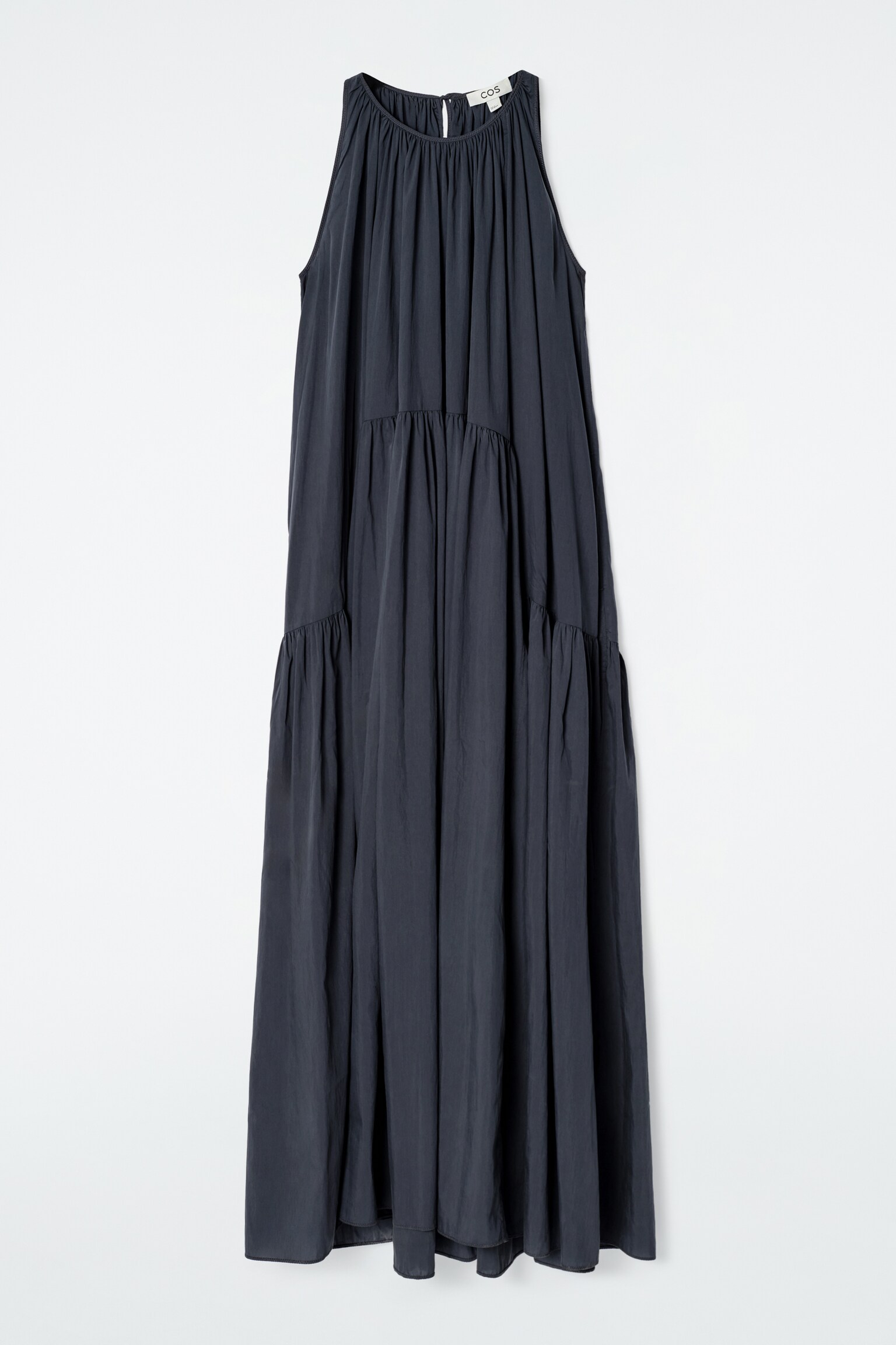 ROBE LONGUE À ENCOLURE LICOU - BLEU MARINE/ROSE/BEIGE - 2