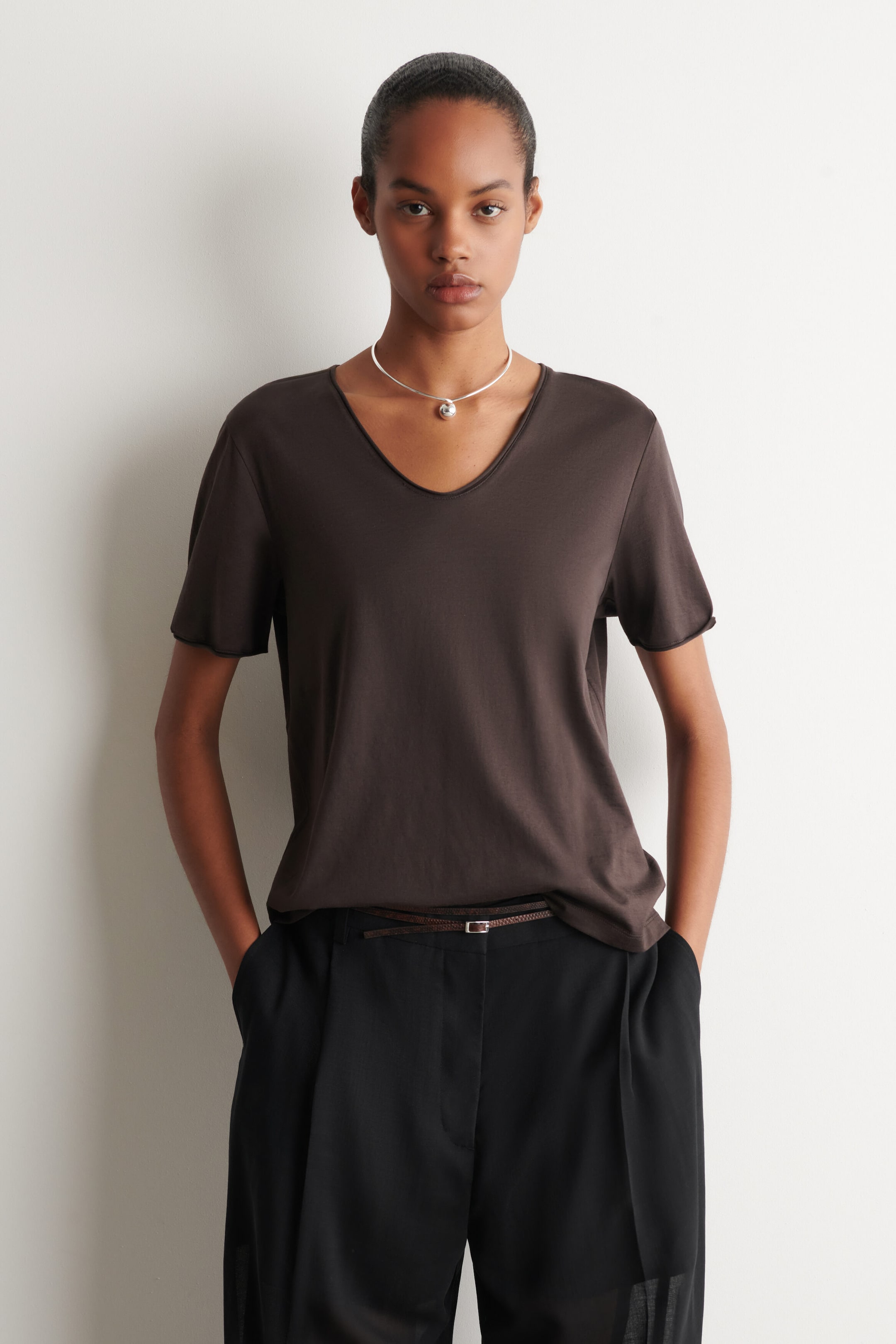 T-shirt léger en coton, col en U