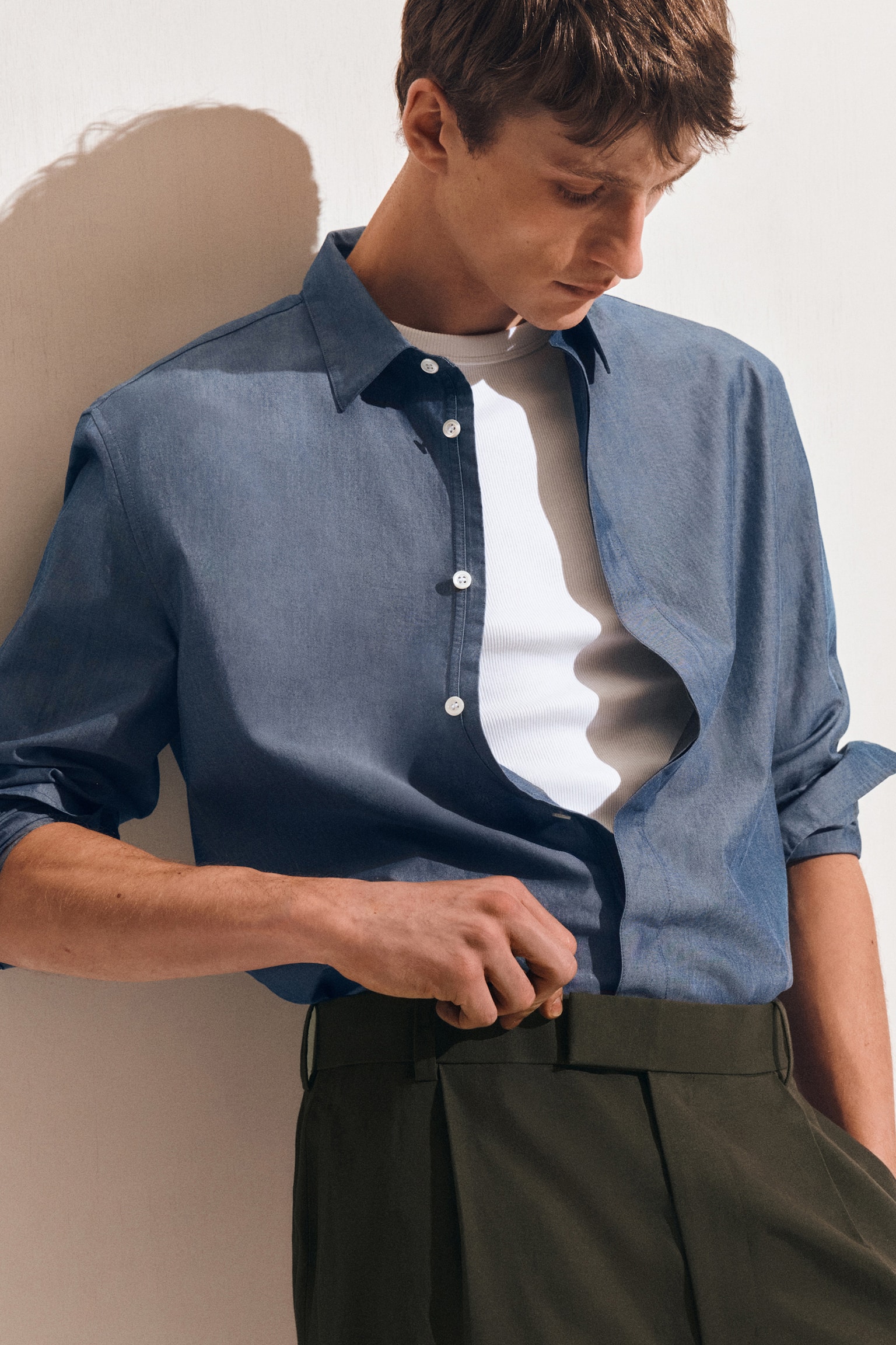 CHEMISE À MANCHES LONGUES EN CHAMBRAY - BLEU - 6