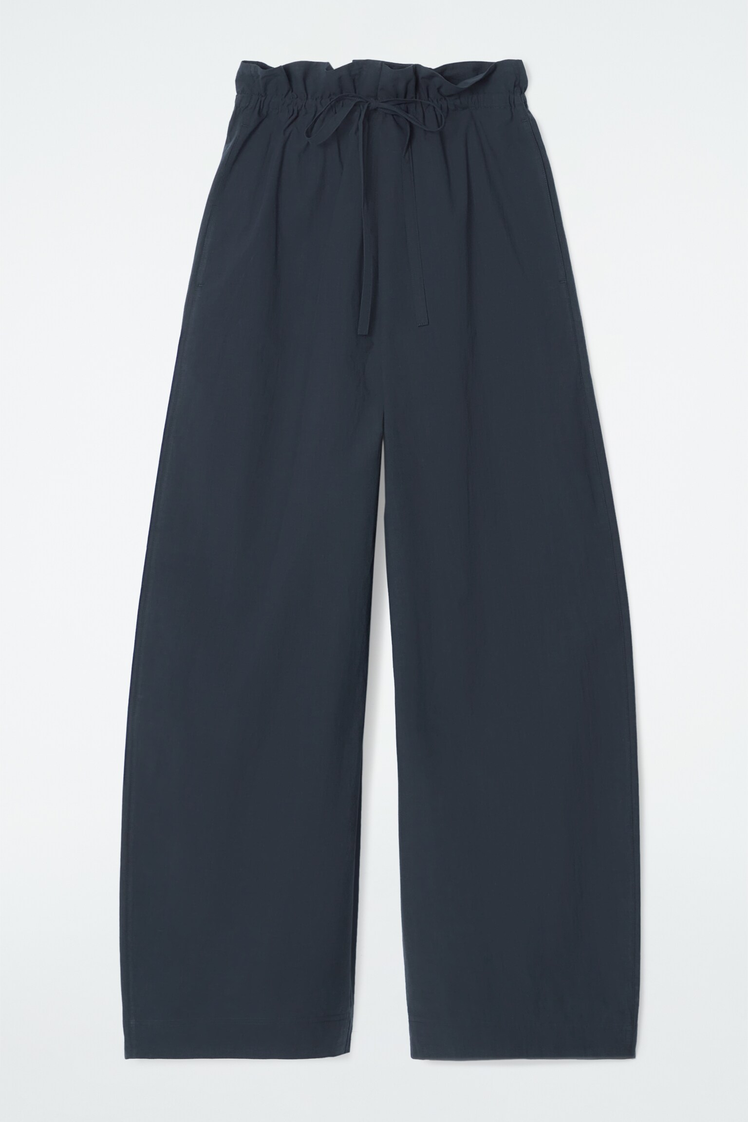 PANTALON BARREL TAILLE FRONCÉE - BLEU MARINE