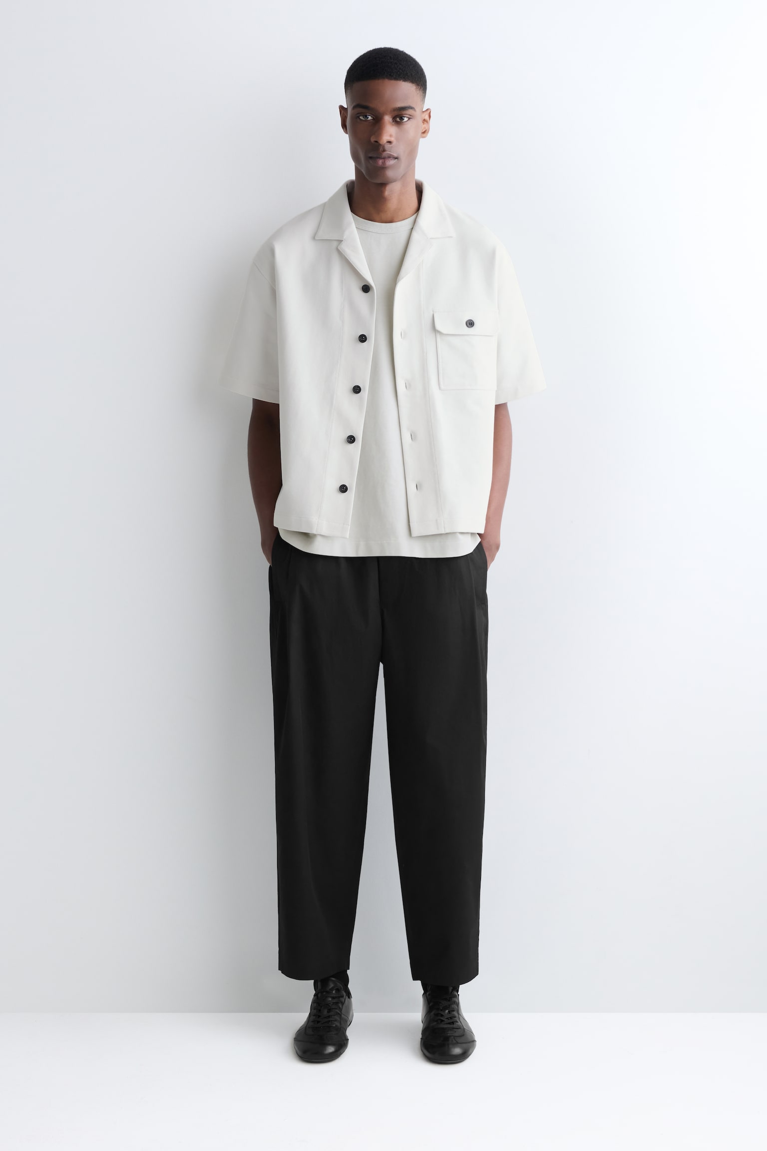 CHEMISE STYLE UTILITAIRE EN COTON - BLANC/BRUN - 3