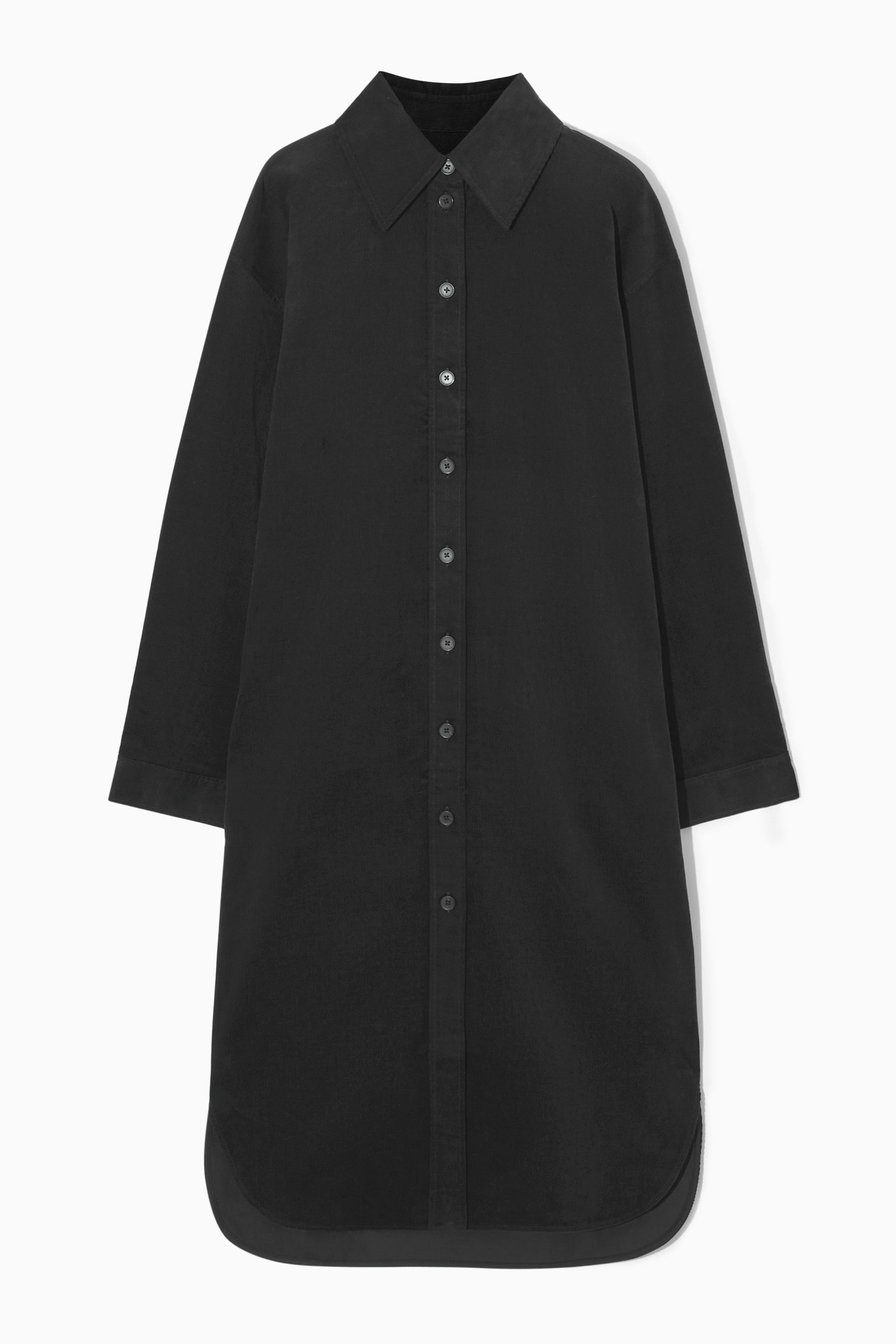 CORDUROY MIDI SHIRT DRESS - BLACK | COS