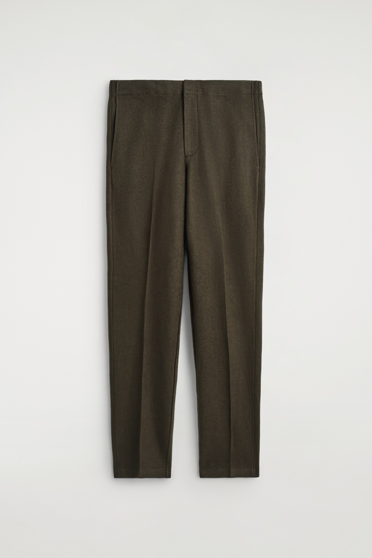 PANTALON TAILLE ÉLASTIQUÉE EN LAINE BOUILLIE - KAKI FONCÉ/BRUN FONCÉ/NOIR - 2