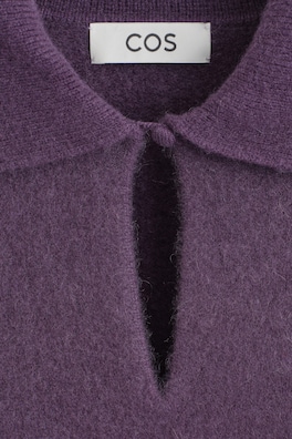 V-DETAIL PURE CASHMERE MOCK-NECK SWEATER — EGGPLANT 8