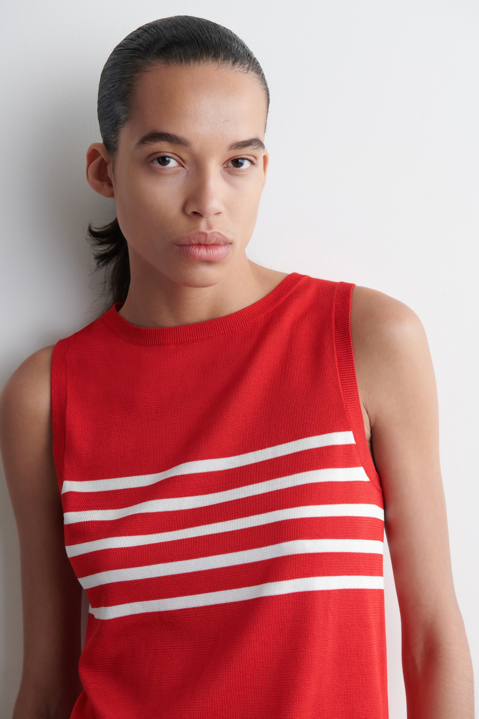 CAMISETA SIN MANGAS DE PUNTO CON RAYAS - ROJO / BLANCO / RAYAS/BLANCO/NEGRO/RAYAS - 6