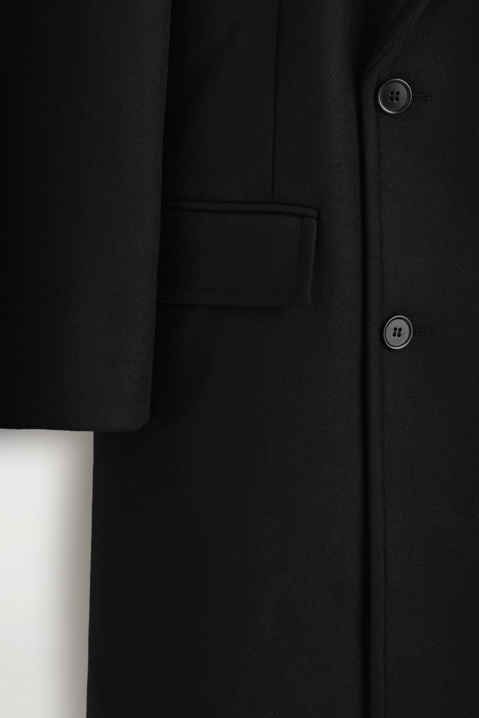 DOUBLE-BREASTED WOOL COAT - BLACK - 4