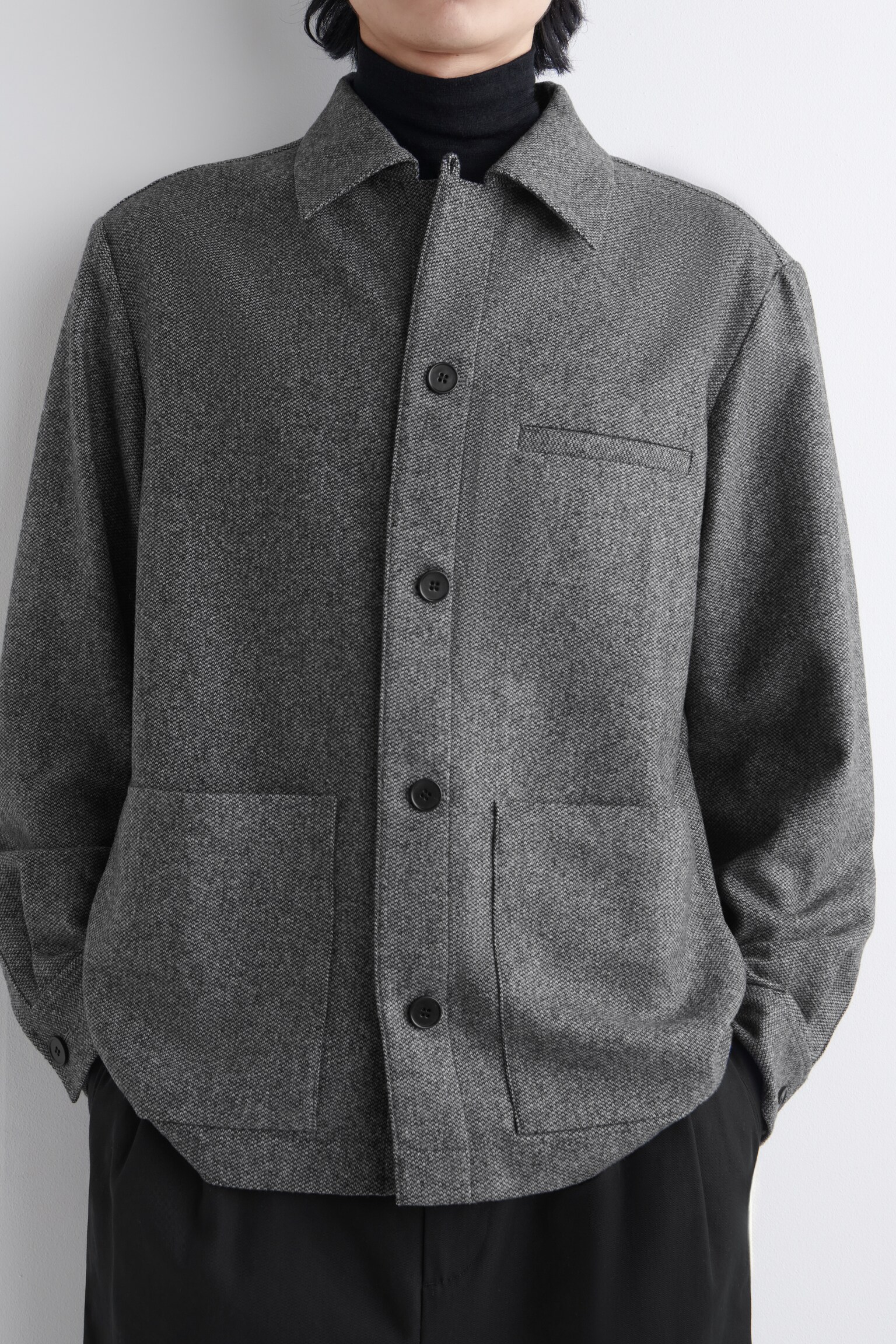 WOOL OVERSHIRT - GREY / BIRDSEYE/CHARCOAL / HERRINGBONE - 7
