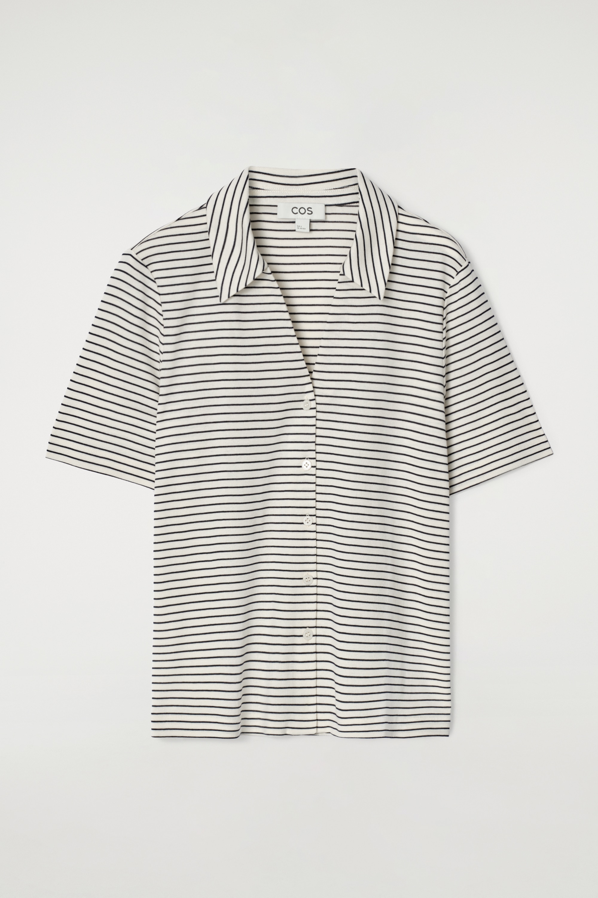 JERSEY RESORT SHIRT - WHITE / STRIPED/DARK BROWN