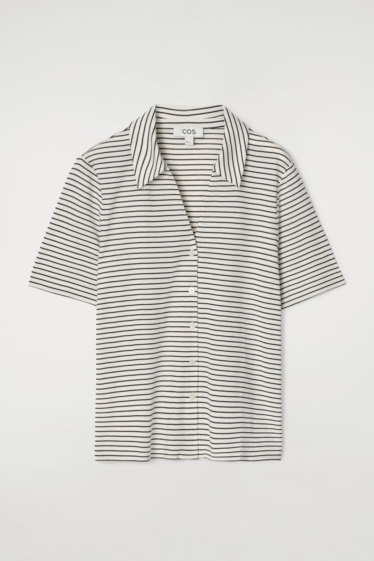 CAMISA DE PUNTO DE ALGODÓN DE MANGA CORTA - BLANCO/RAYAS/MARRÓN OSCURO - 2