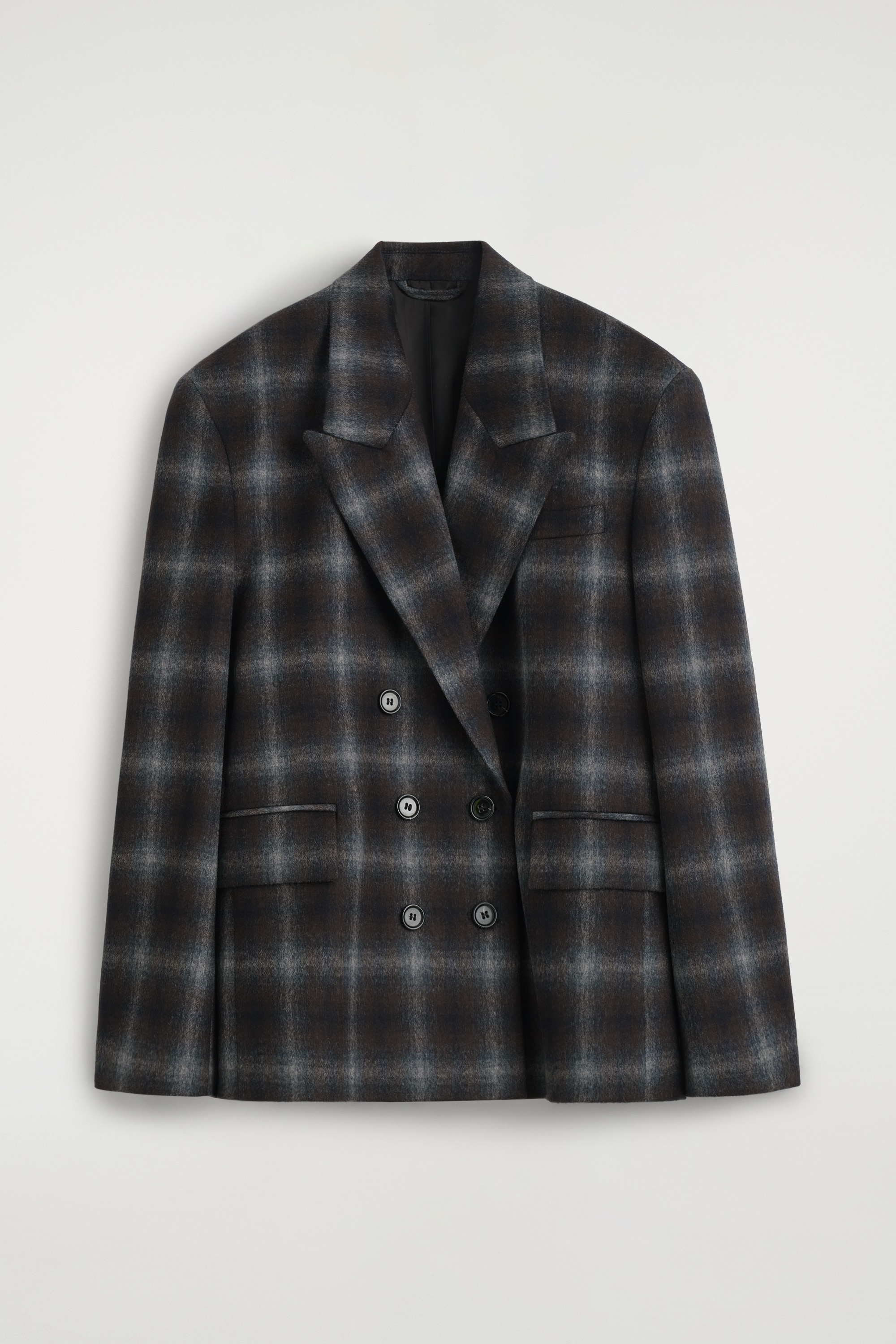 BLAZER DOPPIOPETTO A QUADRI IN MISTO LANA
