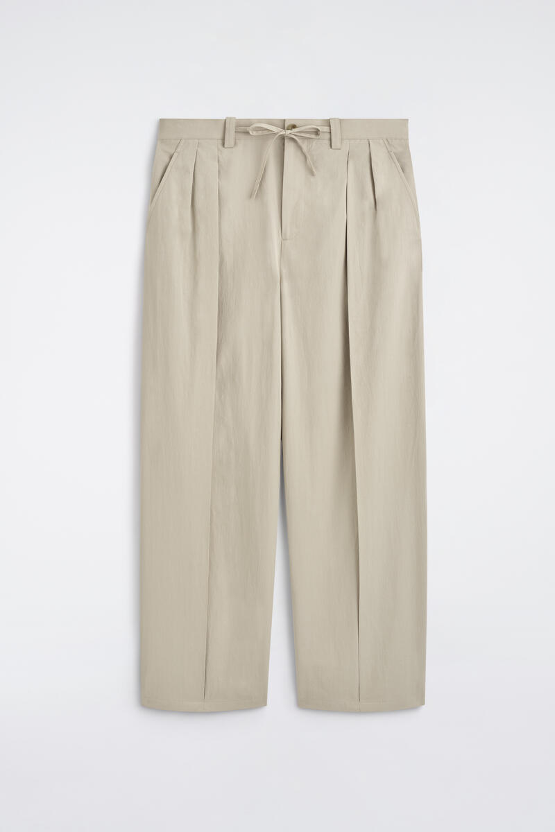 Cotton Relaxed Wide-Leg Drawstring Pants