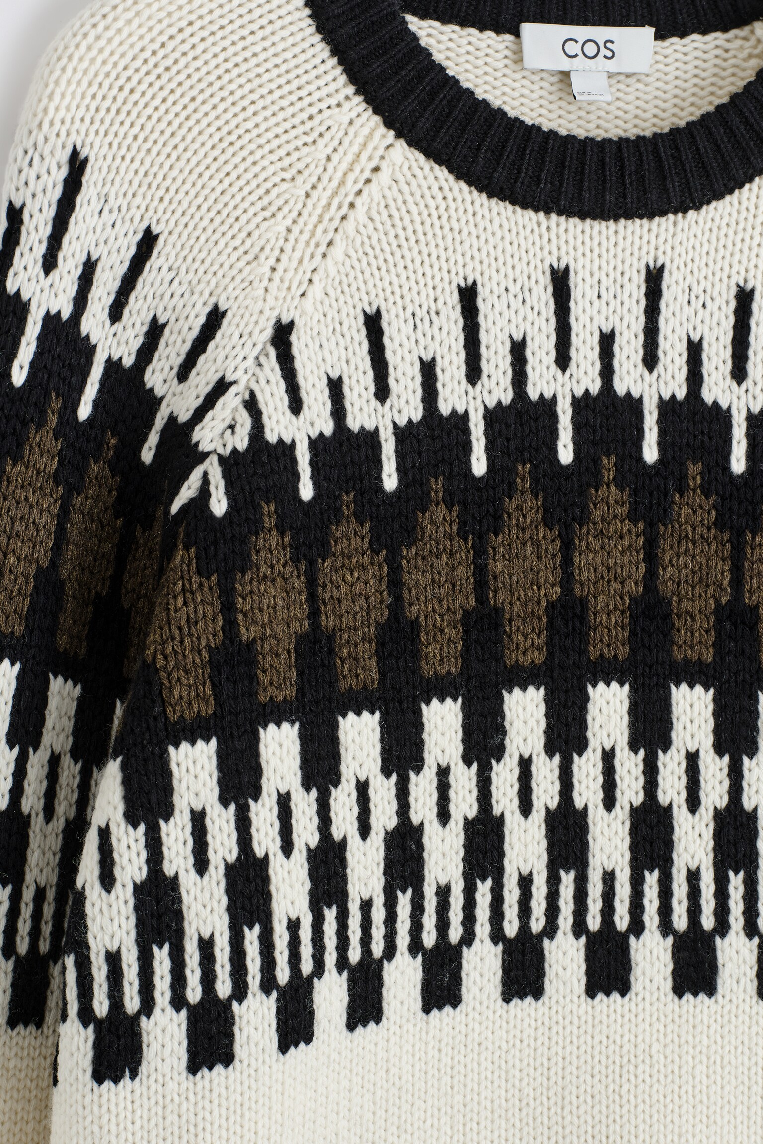 סוודר צמר-קאשמיר פייר אייל - שמנת / שחור / חום - 4