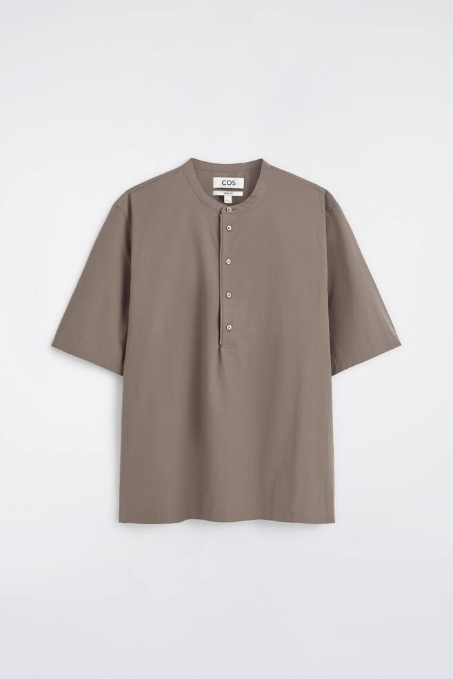 CAMICIA HENLEY IN COTONE - MARRONE - 1