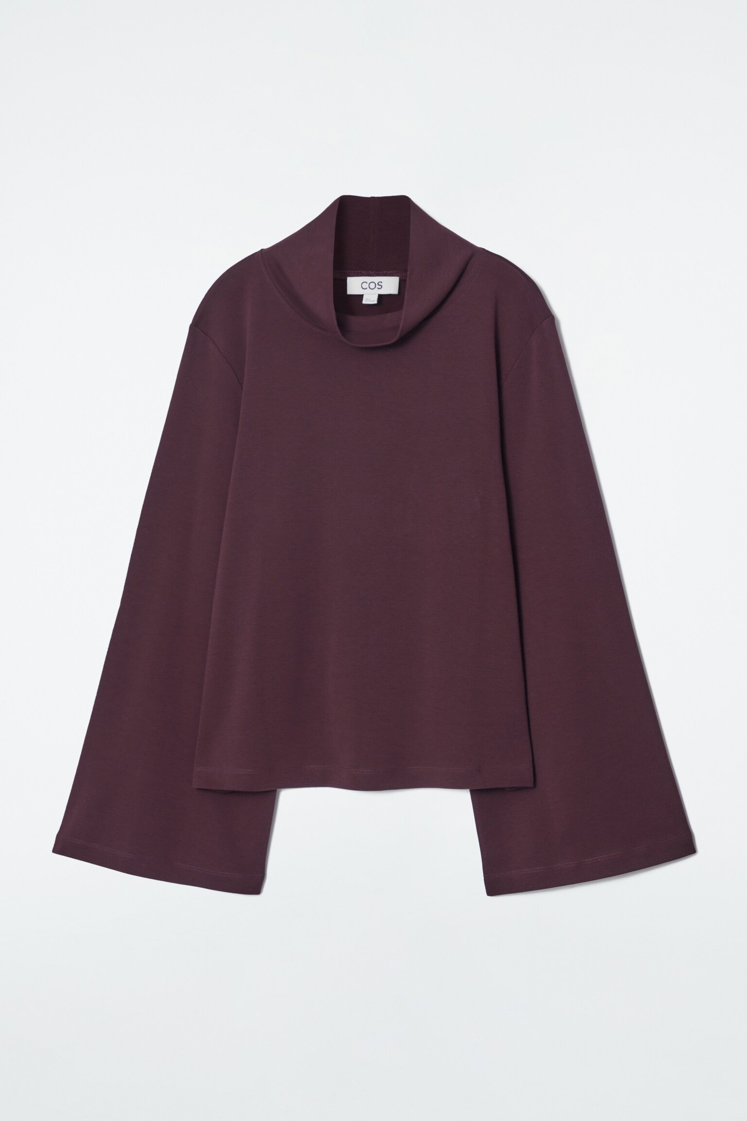 FUNNEL-NECK LONG-SLEEVED T-SHIRT - BURGUNDY - 1
