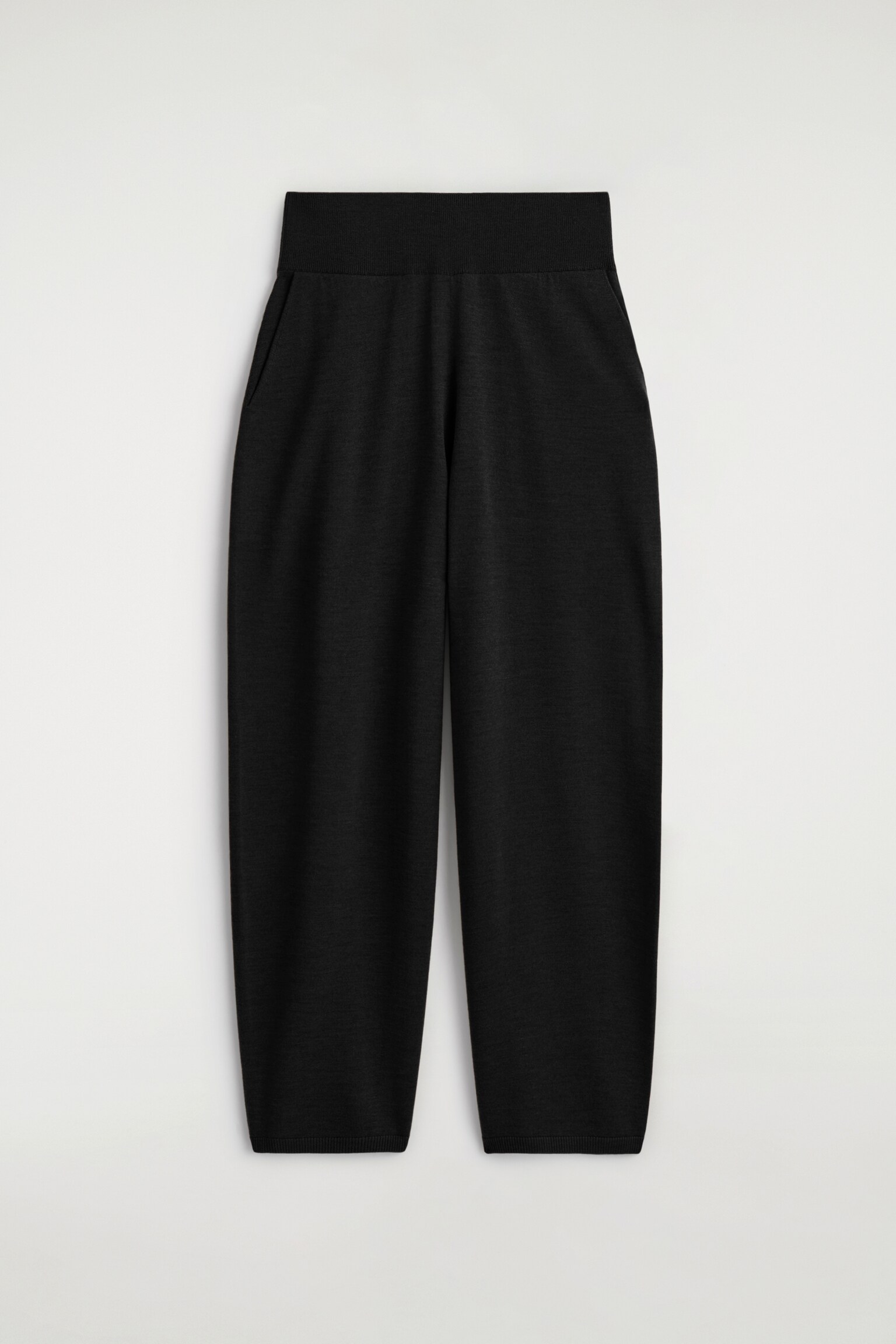 MERINO WOOL BARREL-LEG TROUSERS - BLACK/BROWN MÉLANGE - 2