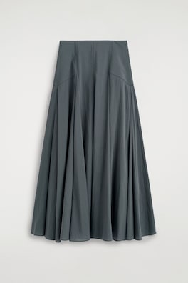 PANELLED A-LINE MAXI SKIRT — STEEL BLUE 7