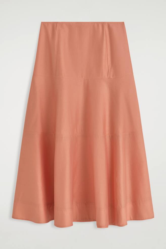 PANELLED A-LINE MIDI SKIRT - PFIRSICH - 1