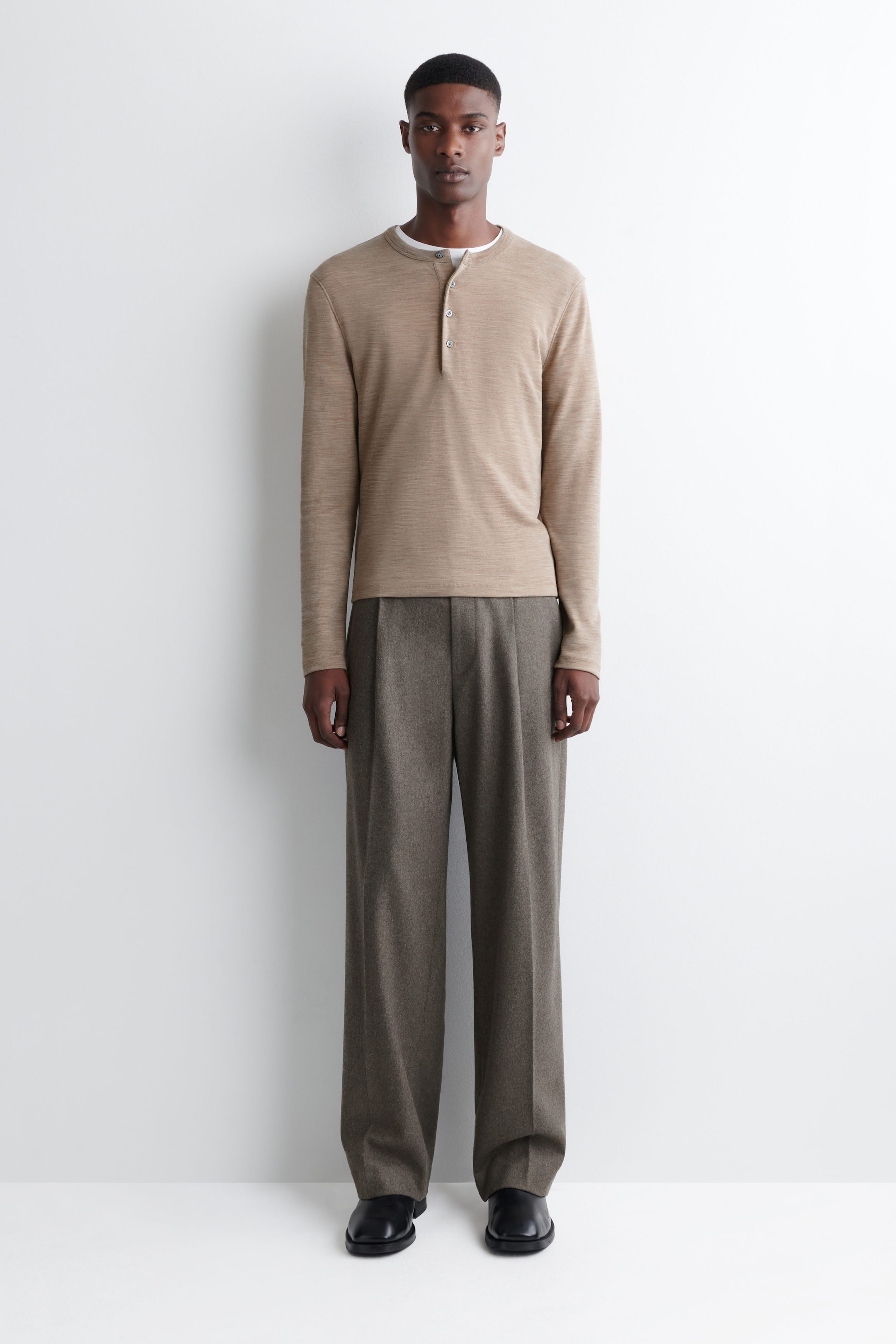 WOOL-BLEND HENLEY TOP