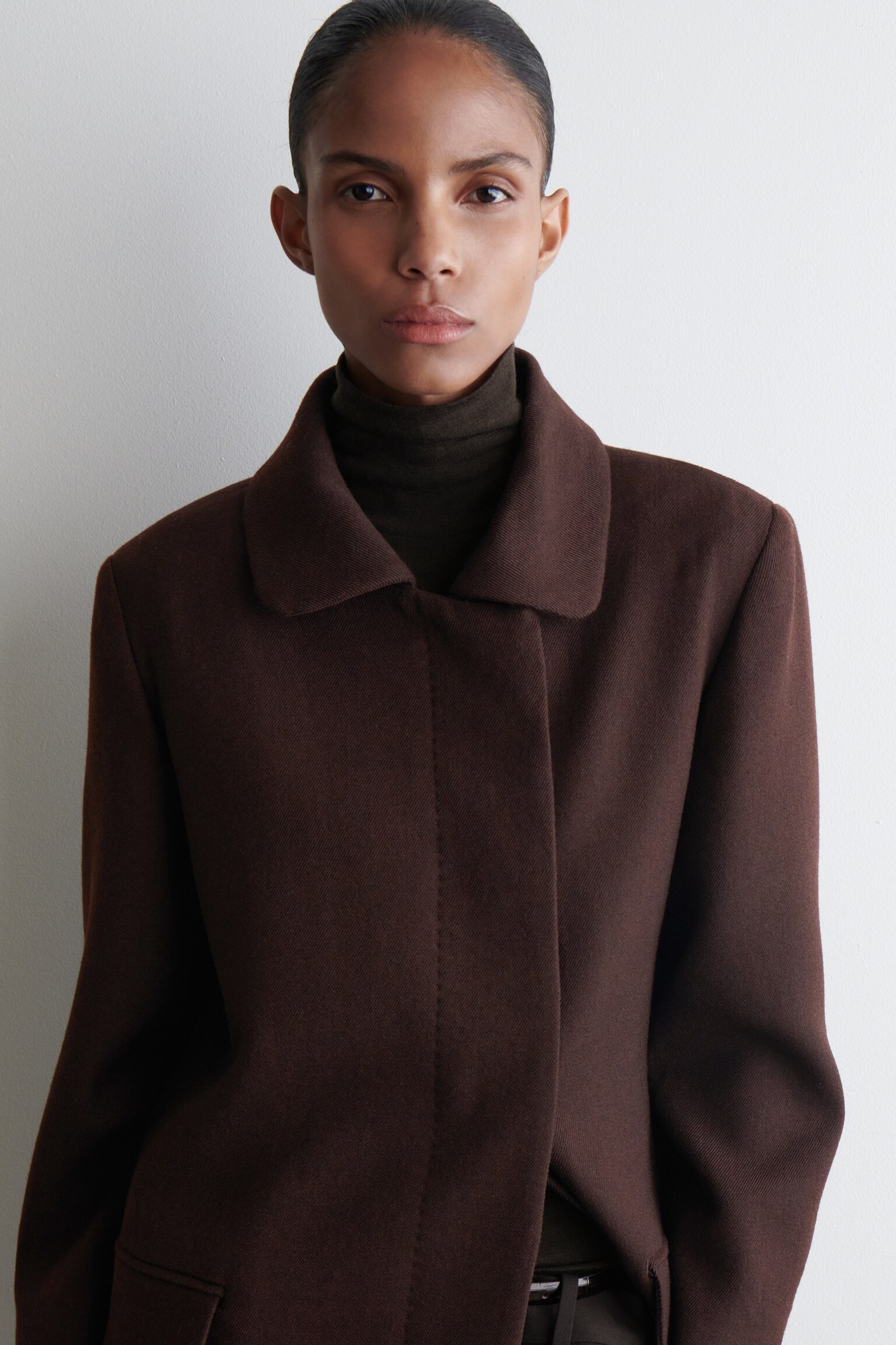 CHAQUETA FORMAL EN MEZCLA DE LANA - MARRÓN OSCURO/NEGRO - 5