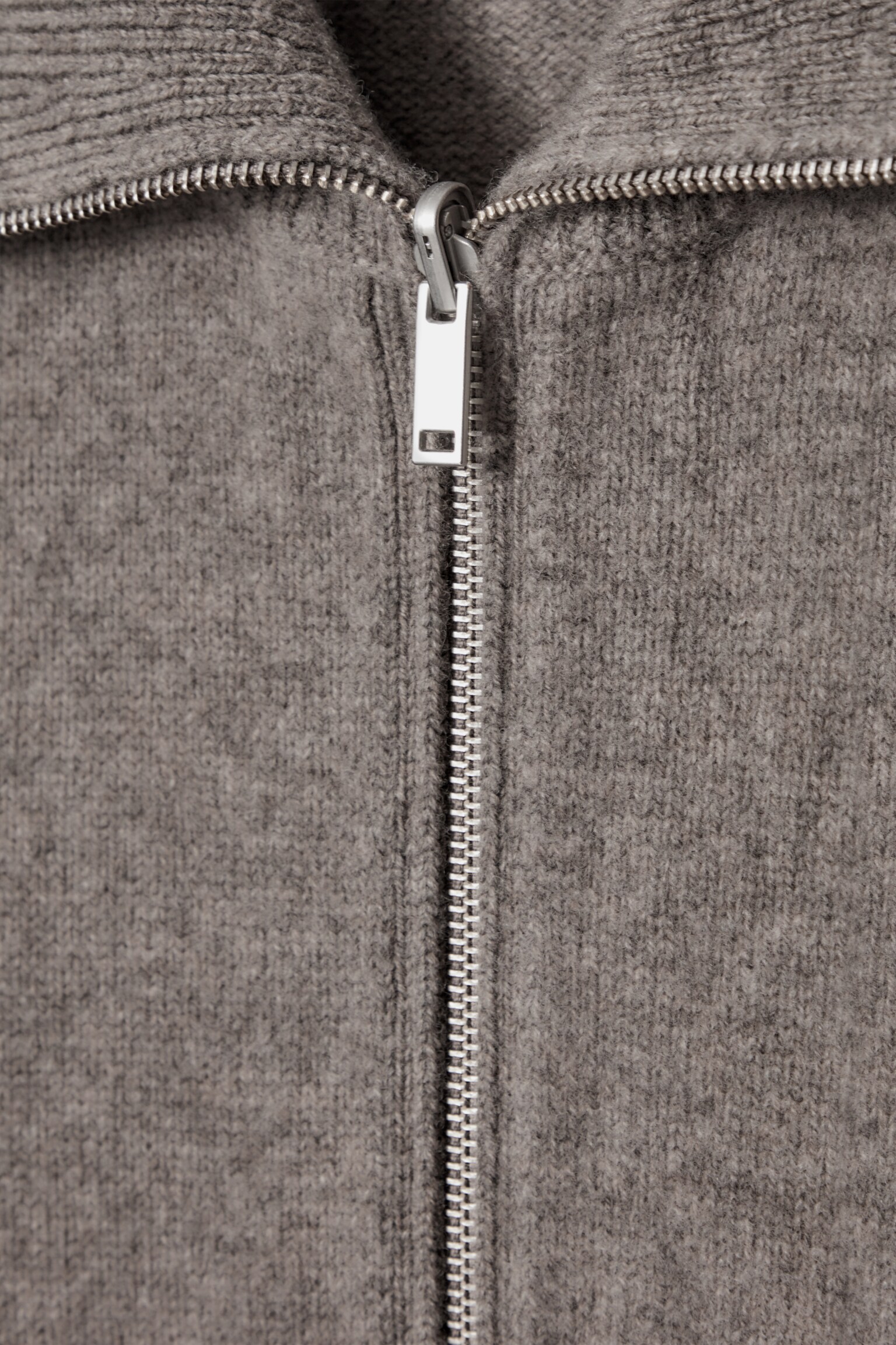 WAISTED KNITTED WOOL BOMBER JACKET - MOLE - 2