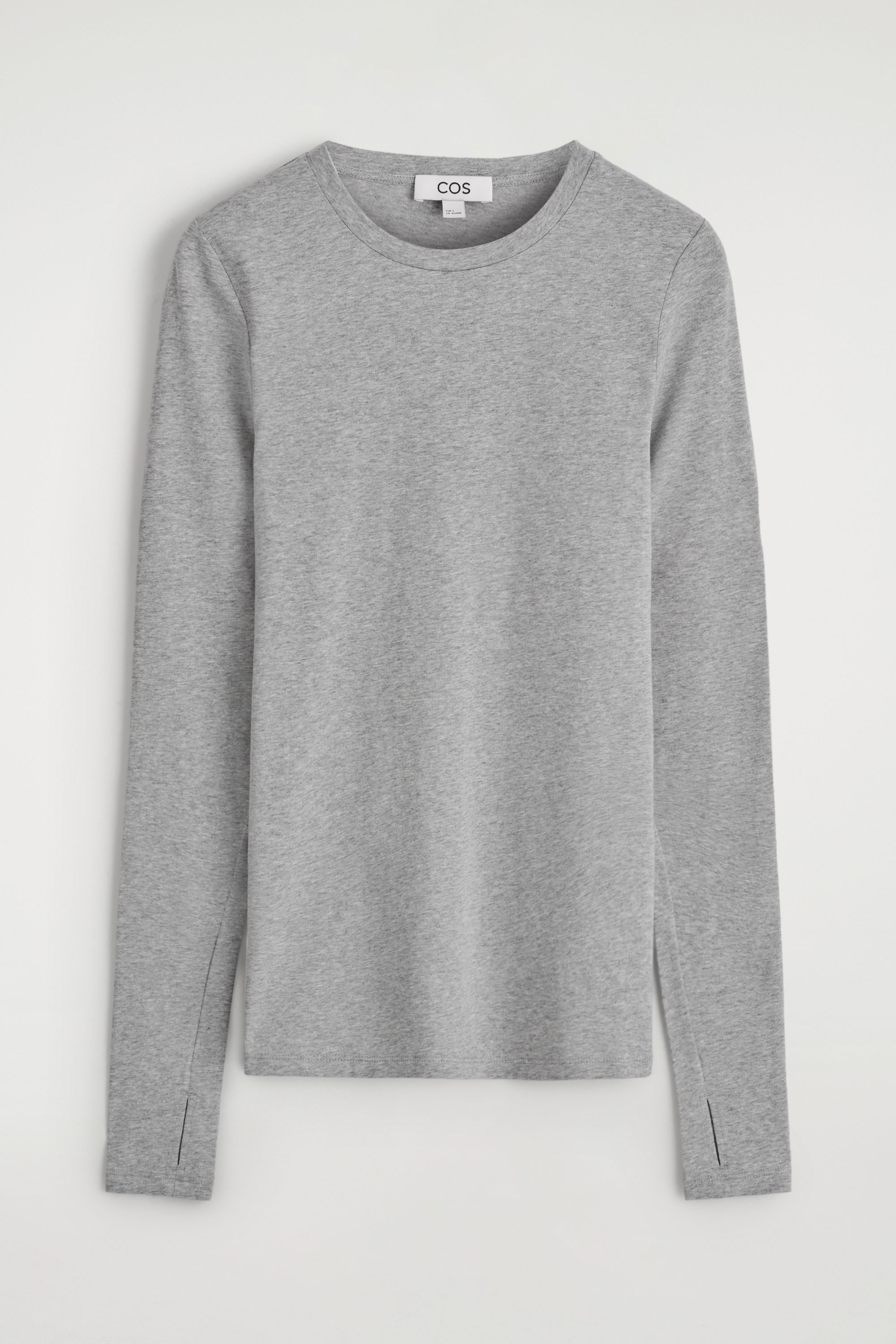 SLIM LIGHTWEIGHT LONG-SLEEVED TOP - GRAY MÉLANGE | COS