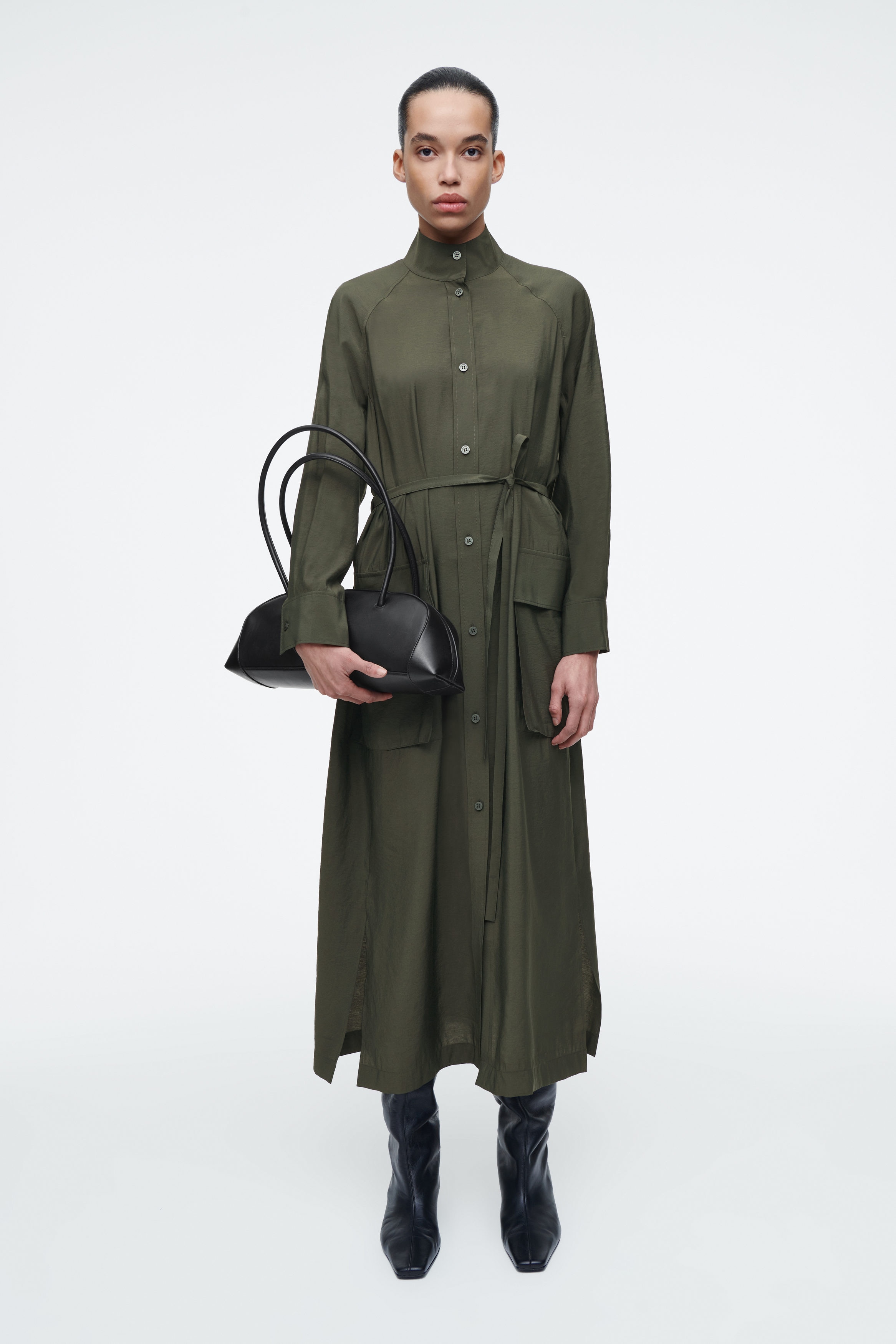 Belted Cargo Dress - Dark khaki green - Ladies | H&M US