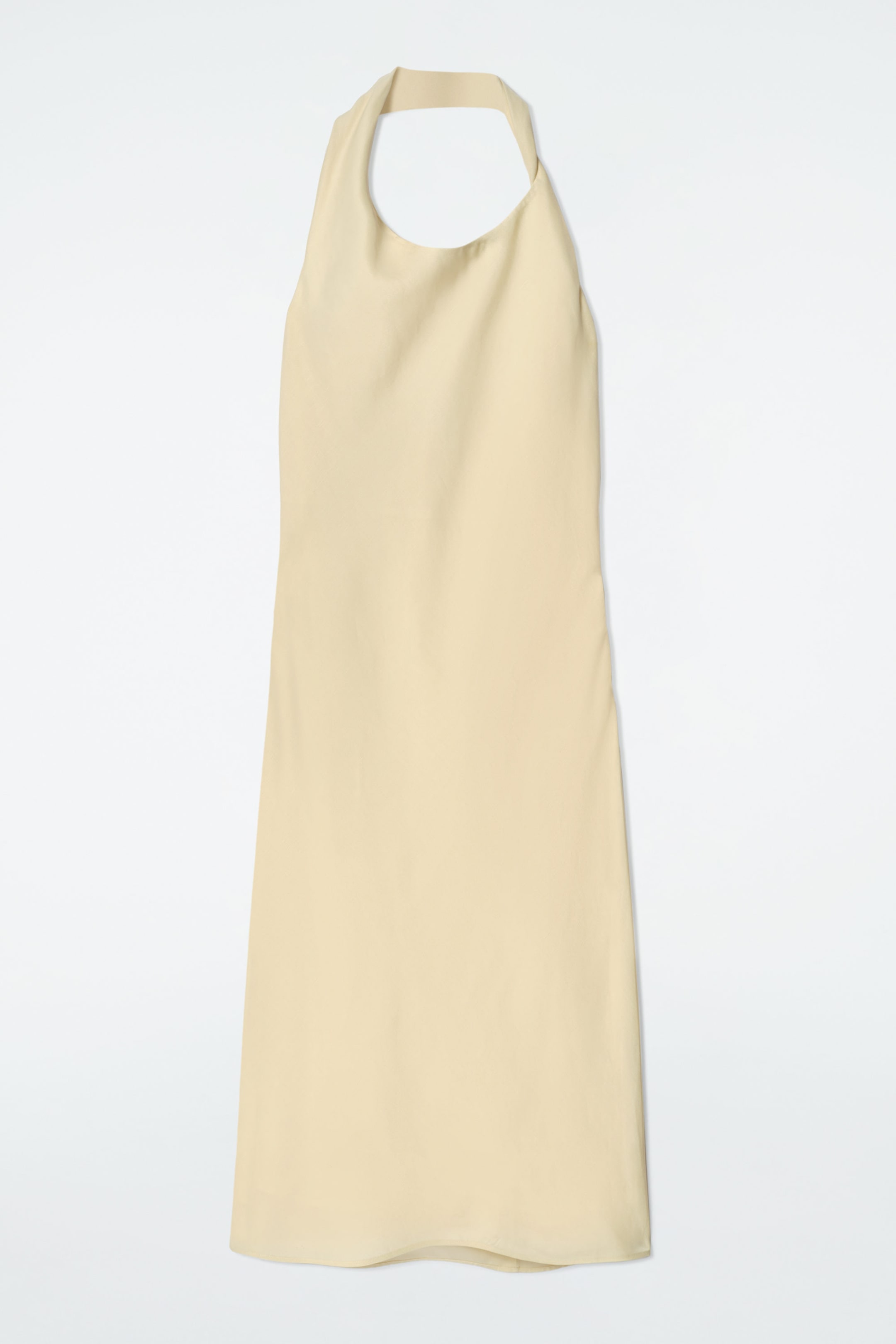 TWISTED LINEN-BLEND HALTERNECK DRESS