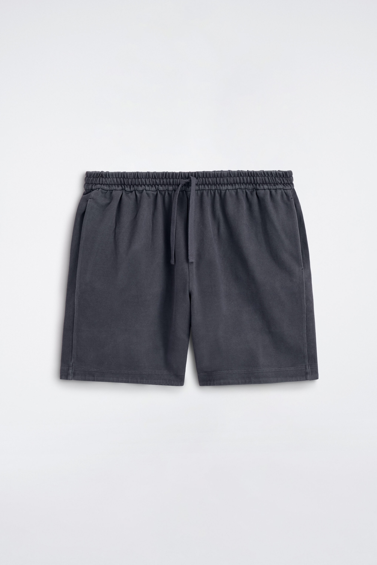 GARMENT-WASHED COTTON-JERSEY SHORTS — CHARCOAL