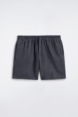GARMENT-WASHED COTTON-JERSEY SHORTS — CHARCOAL 6