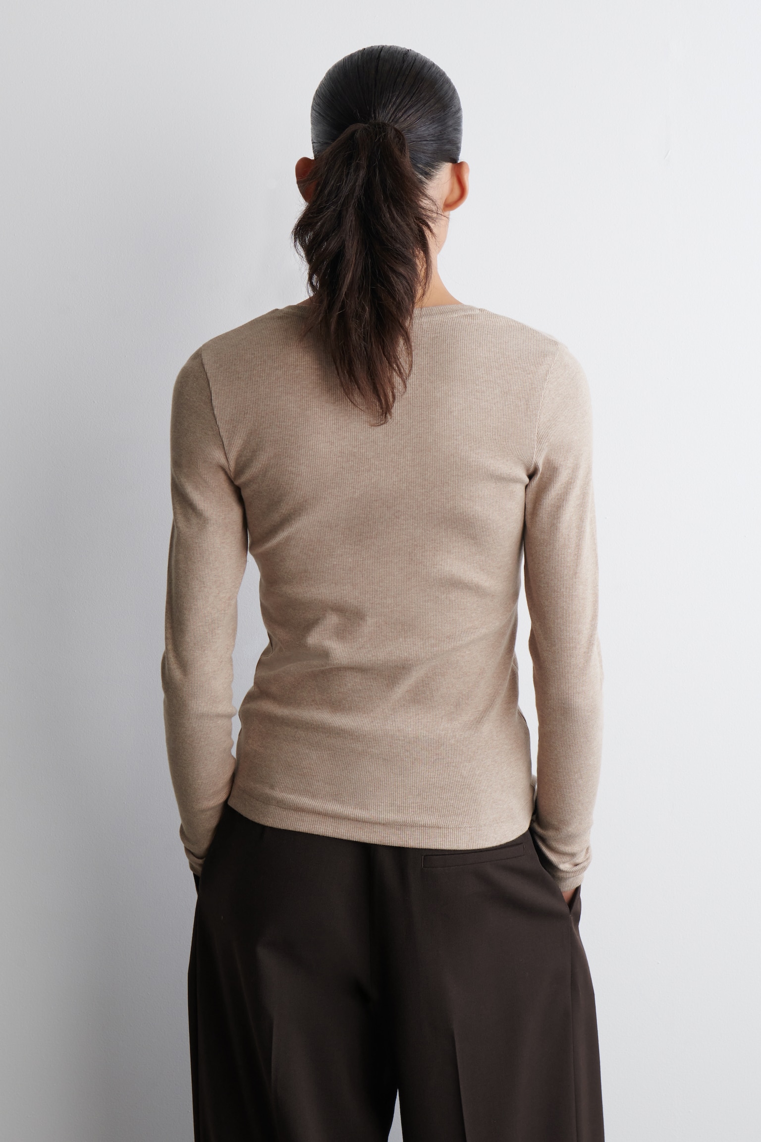 DLOUHORUKÁ HENLEY HALENKA - béžový melír/ČERNÁ/ŠEDÝ MELÍR - 7