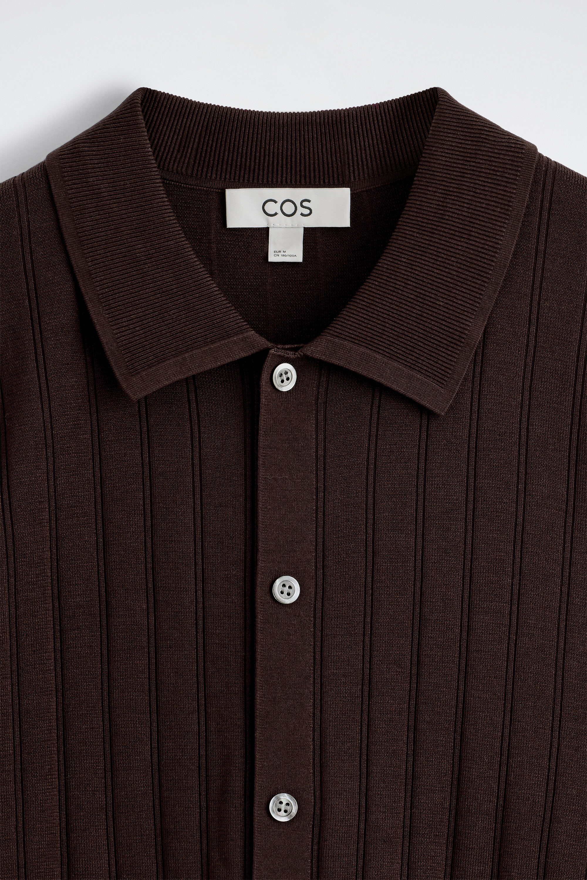 RIBBED-KNIT COTTON SHIRT - BURGUNDY | COS US
