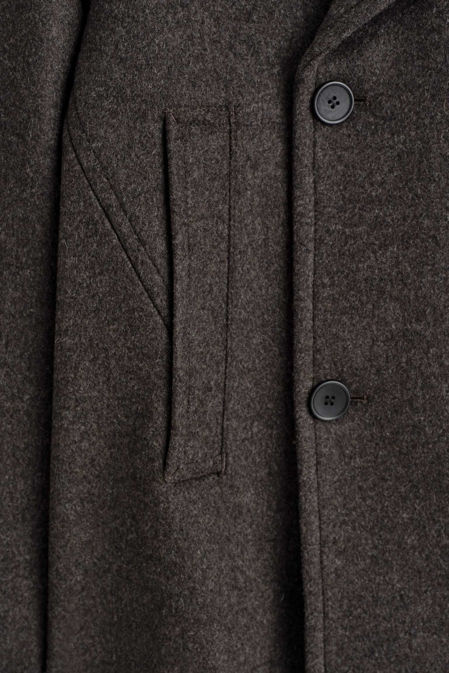 DOPPELREIHIGE CABANJACKE AUS WOLLE - DUNKELBRAUN MELIERT - 3